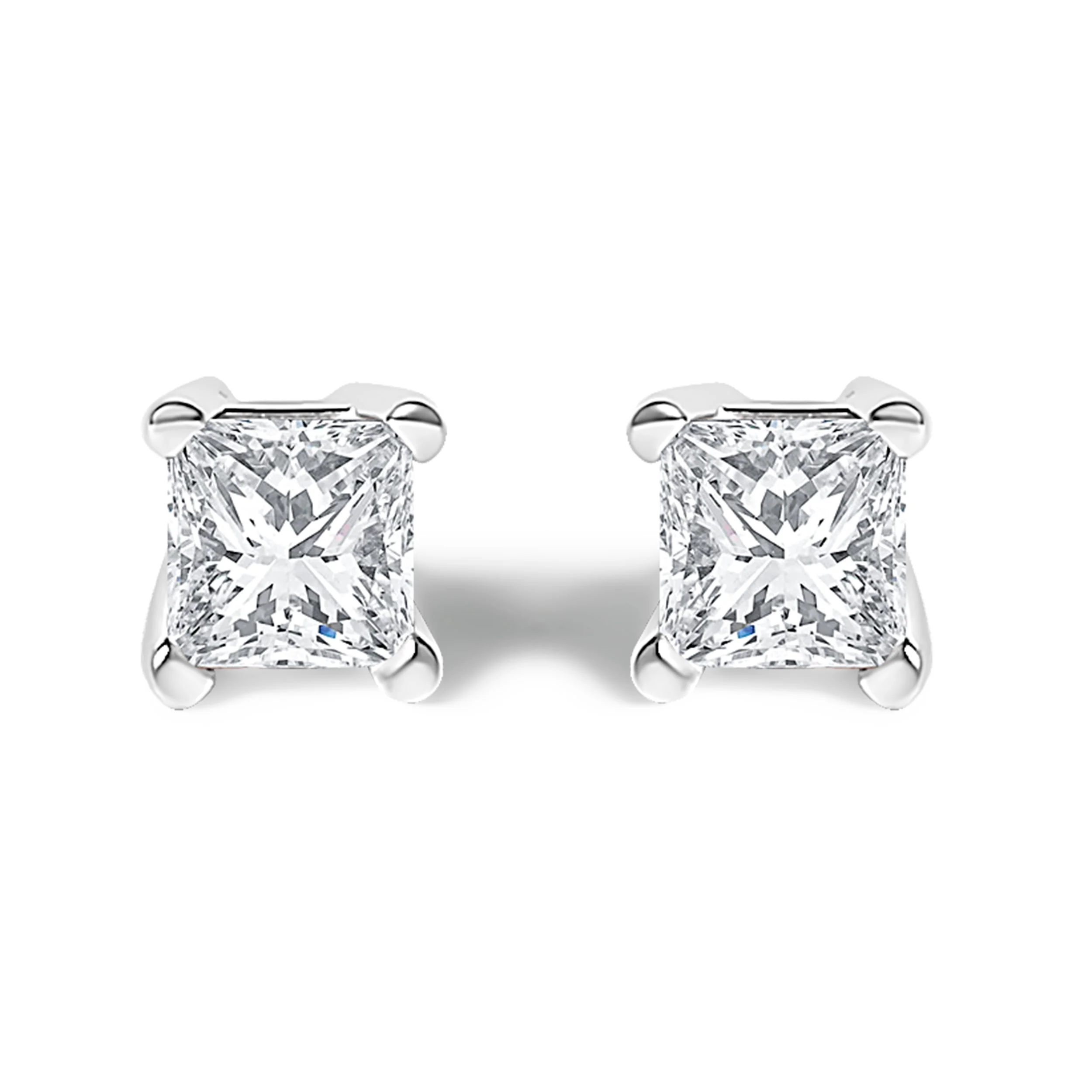 14K White Gold 1/2 Cttw Princess Cut Lab Grown Diamond Solitaire Stud Earrings (F-G Color, VS2-SI1 Clarity) - Image 4