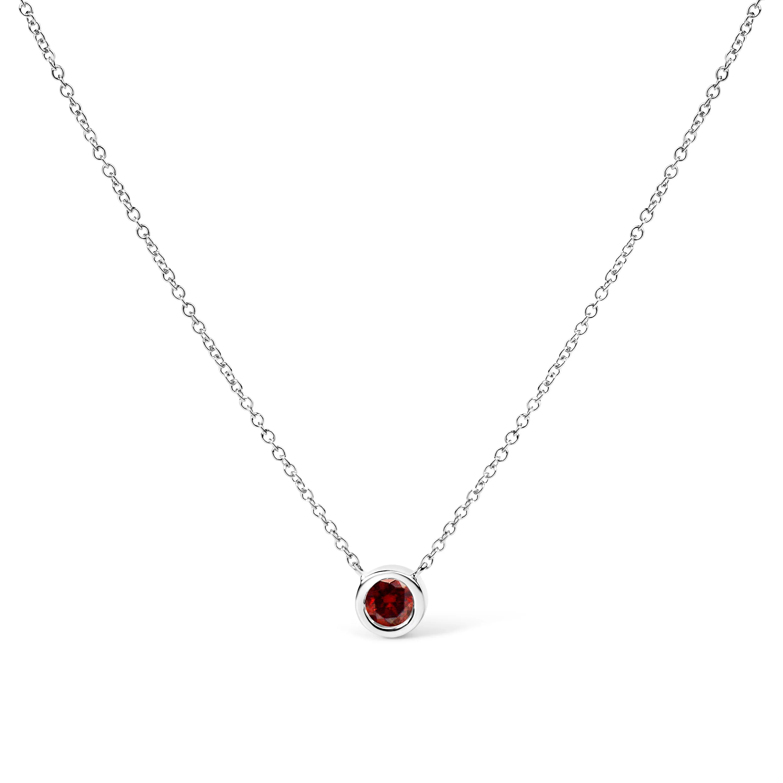 14K White Gold 1/2 Cttw Red Lab Grown Diamond Bezel-Set Solitaire 18" Pendant Necklace (Red Color, VS1-VS2 Clarity) - Image 2