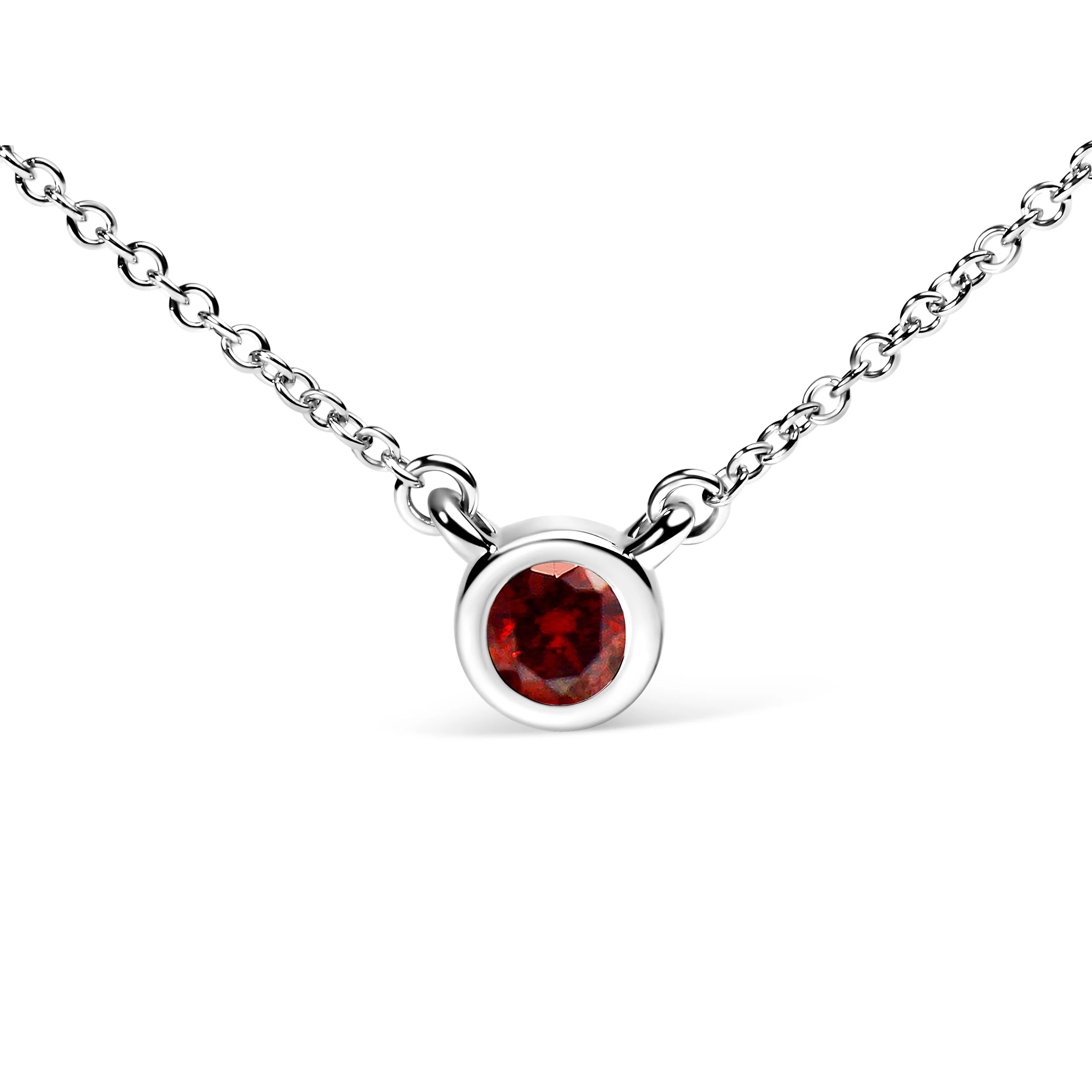 14K White Gold 1/2 Cttw Red Lab Grown Diamond Bezel-Set Solitaire 18" Pendant Necklace (Red Color, VS1-VS2 Clarity) - Image 5