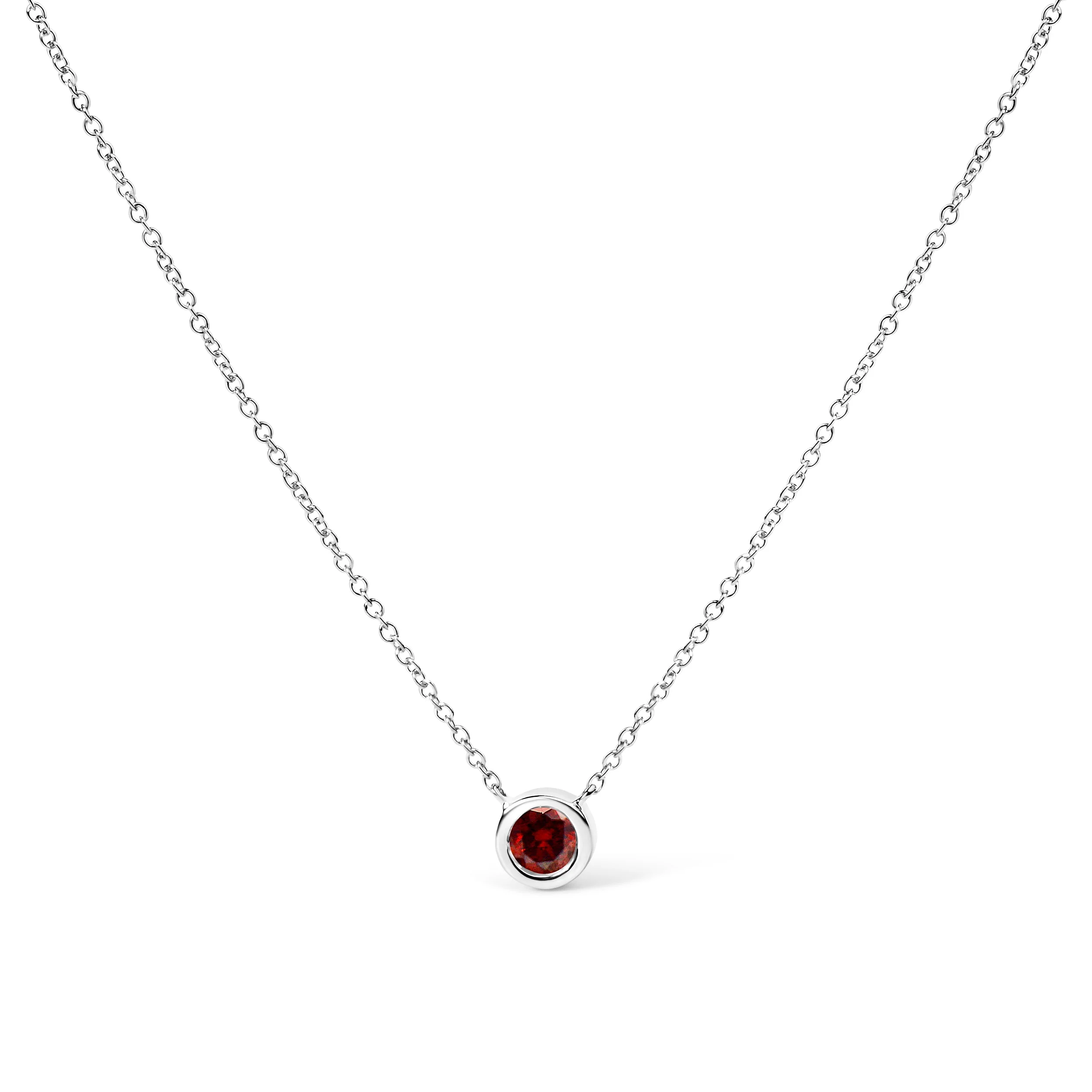14K White Gold 1/2 Cttw Red Lab Grown Diamond Bezel-Set Solitaire 18" Pendant Necklace (Red Color, VS1-VS2 Clarity) - Image 6
