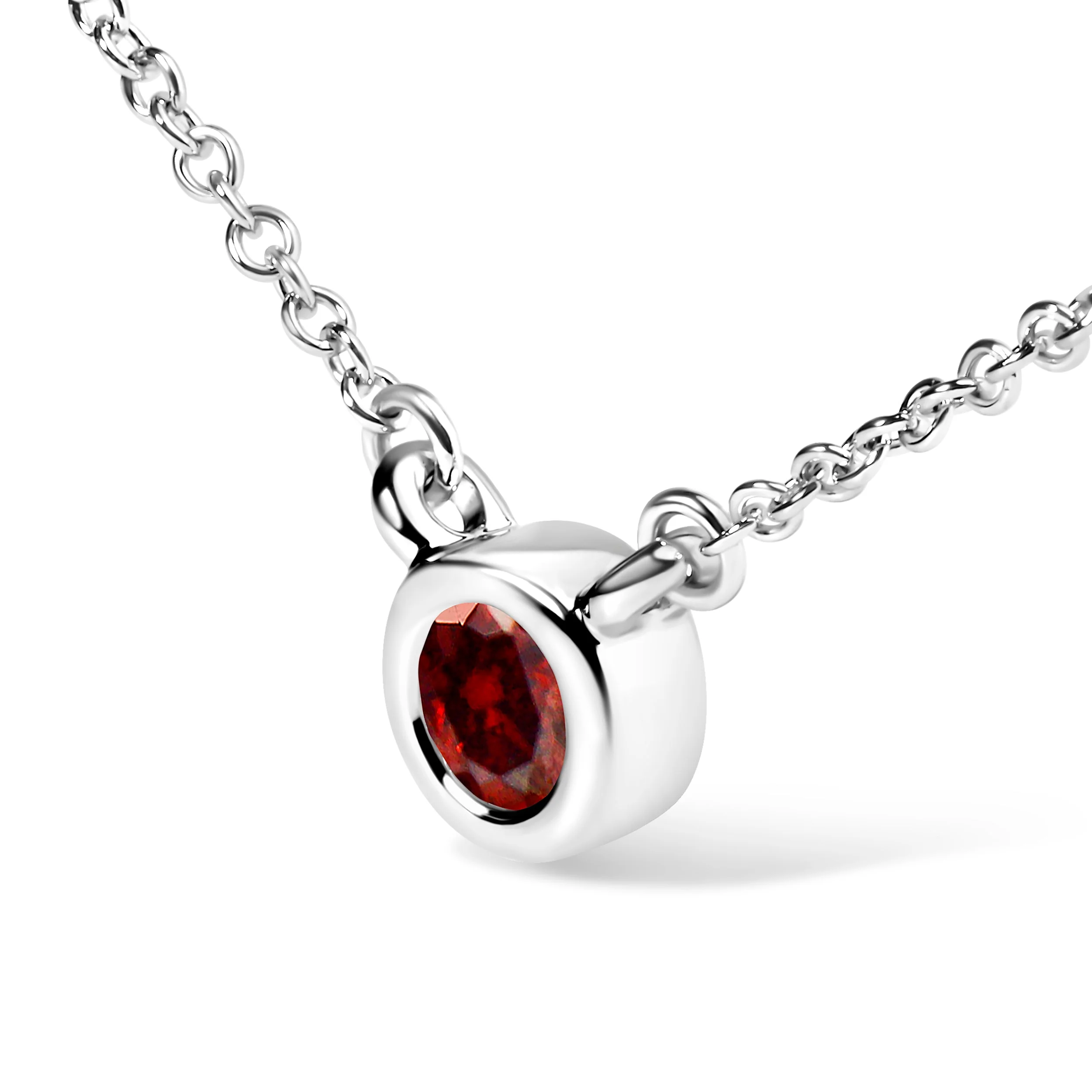 14K White Gold 1/2 Cttw Red Lab Grown Diamond Bezel-Set Solitaire 18" Pendant Necklace (Red Color, VS1-VS2 Clarity) - Image 7