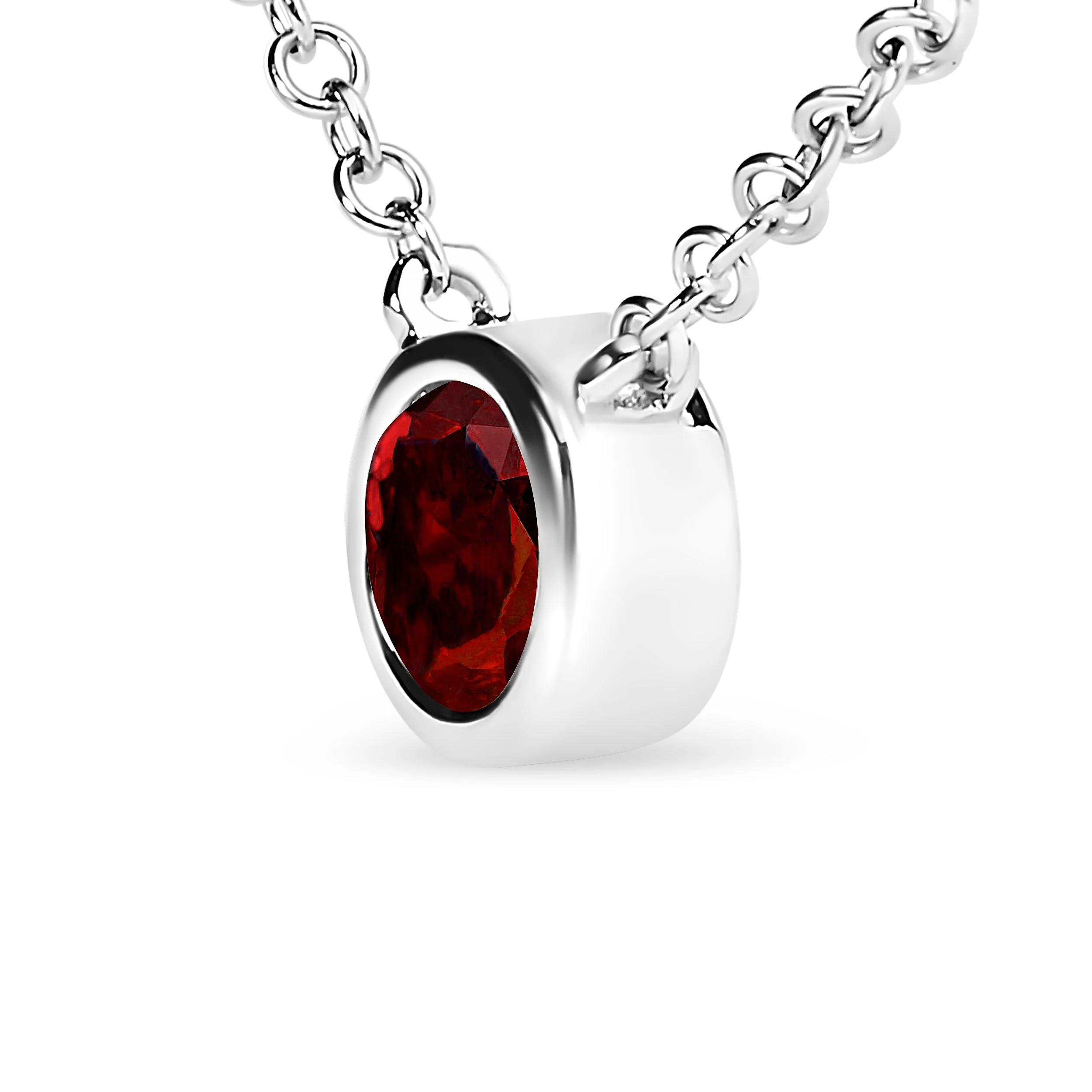 14K White Gold 1/2 Cttw Red Lab Grown Diamond Bezel-Set Solitaire 18" Pendant Necklace (Red Color, VS1-VS2 Clarity) - Image 8