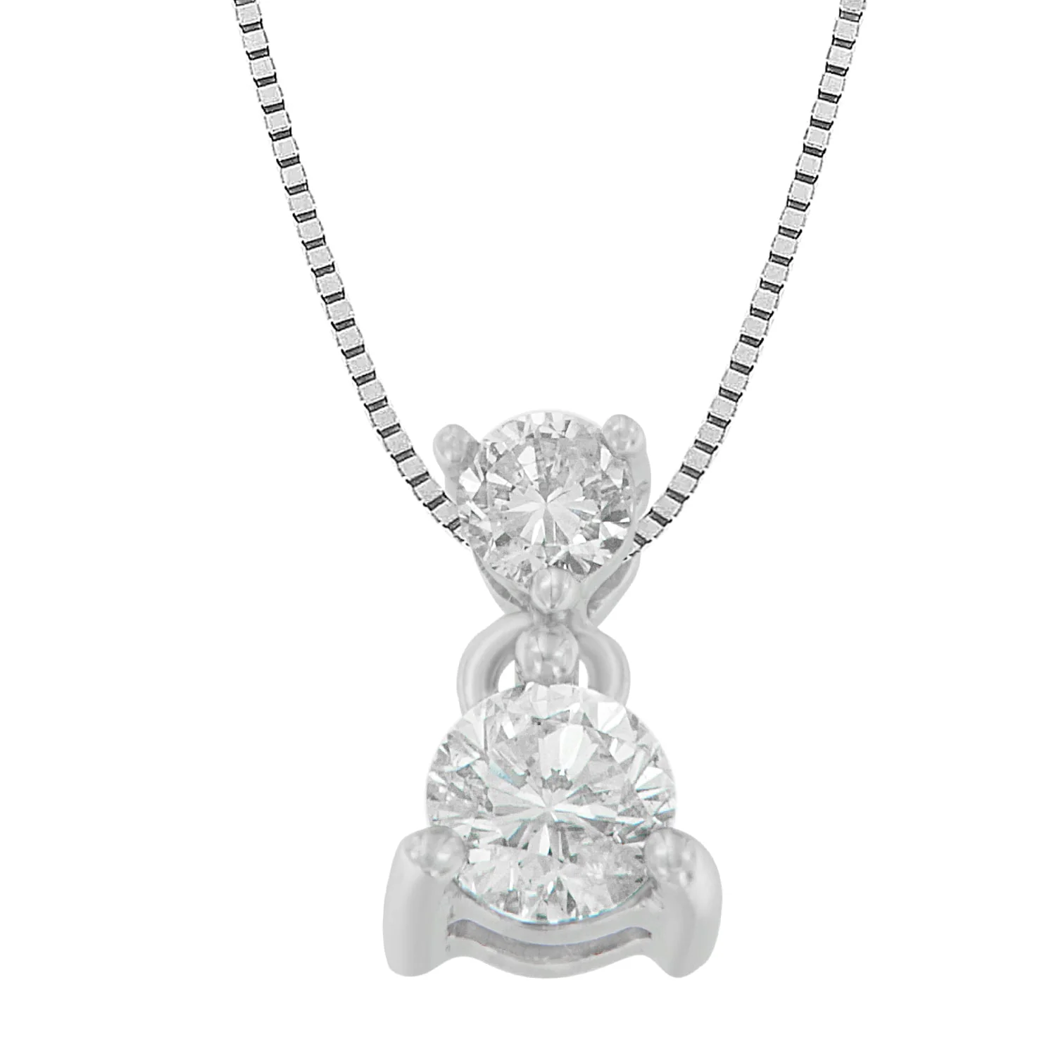 14K White Gold 1/2 cttw Round Cut Diamond Pendant Necklace (I-J, I1-I2) - Image 4