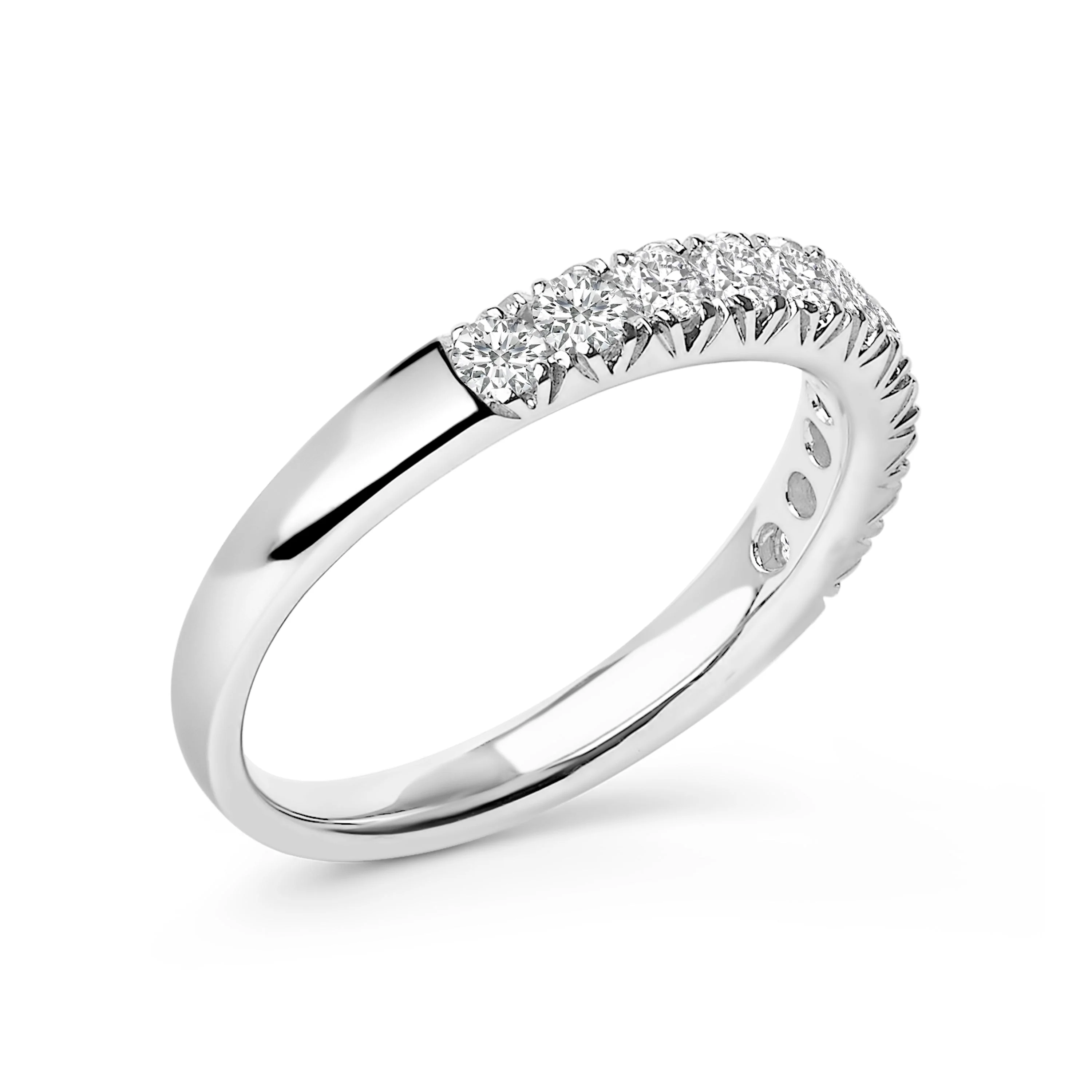 14K White Gold 1/2 Cttw Round Diamond 11 Stone Classic Band - Image 3