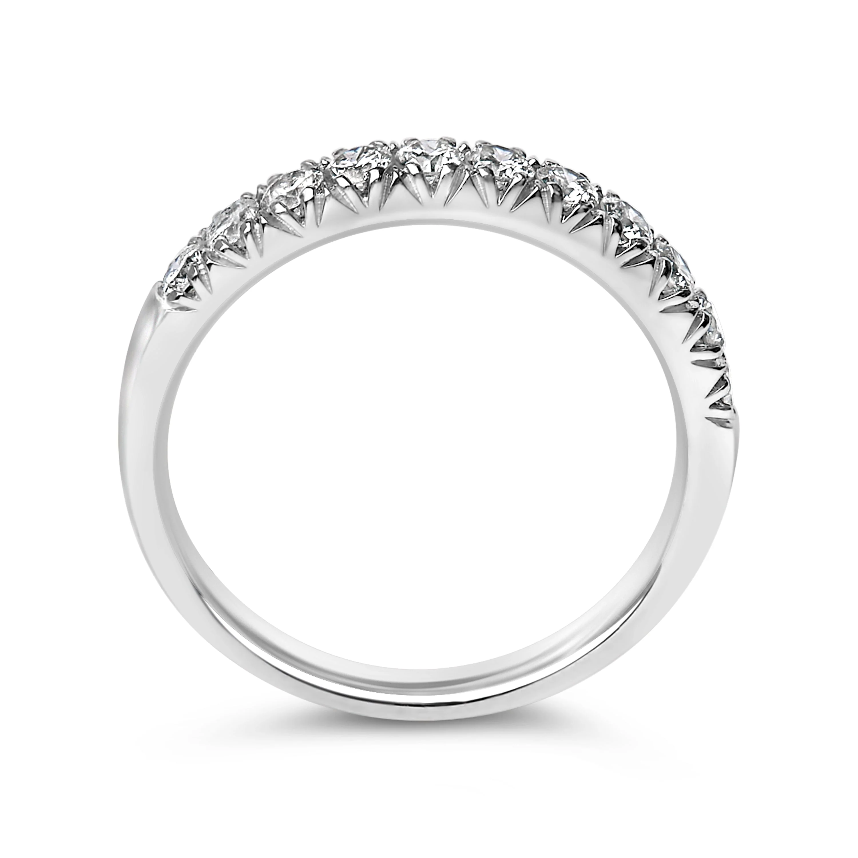 14K White Gold 1/2 Cttw Round Diamond 11 Stone Classic Band - Image 5