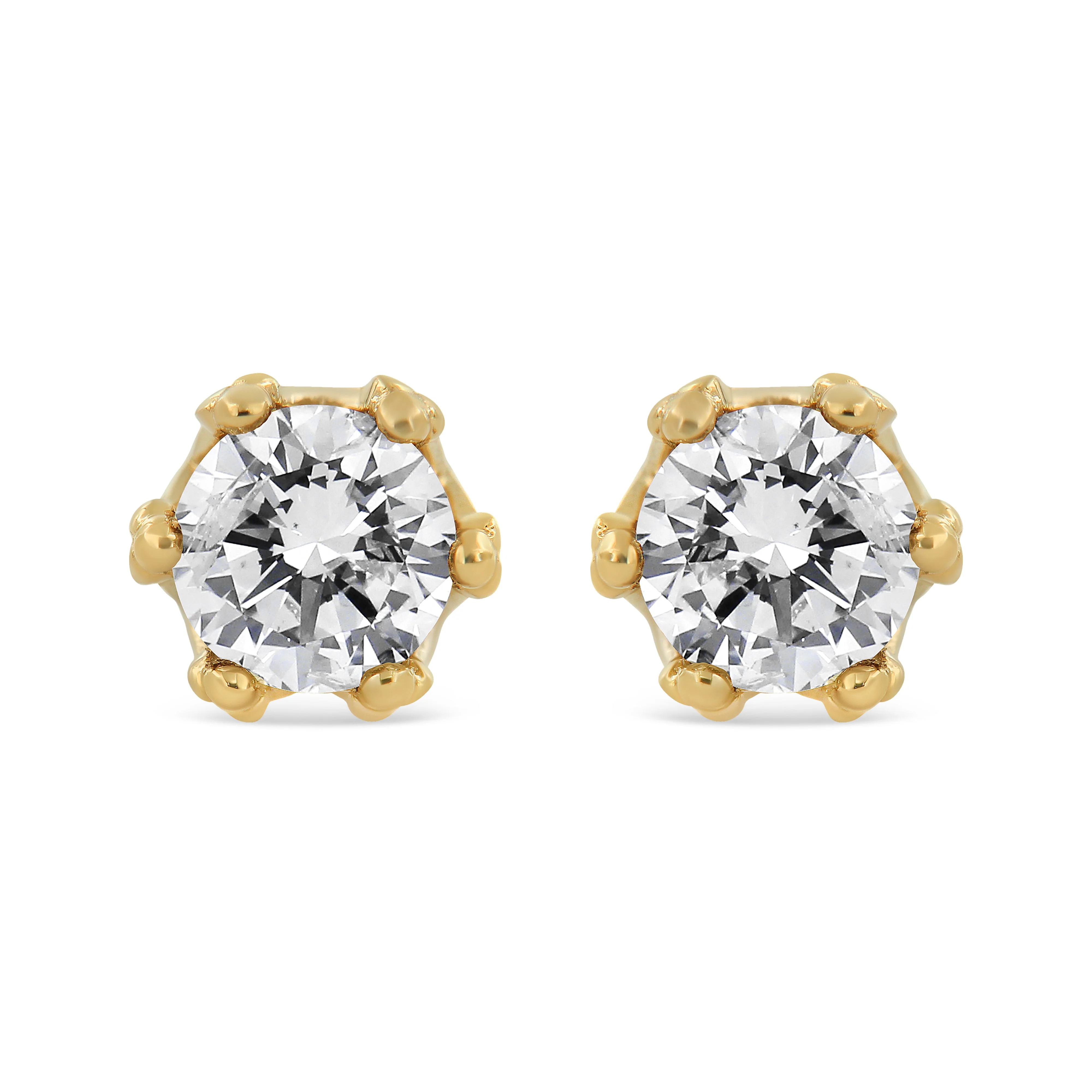 14K White Gold 1/2 Cttw Round Diamond Crown Stud Earring (I-J Color, I1-I2 Clarity)