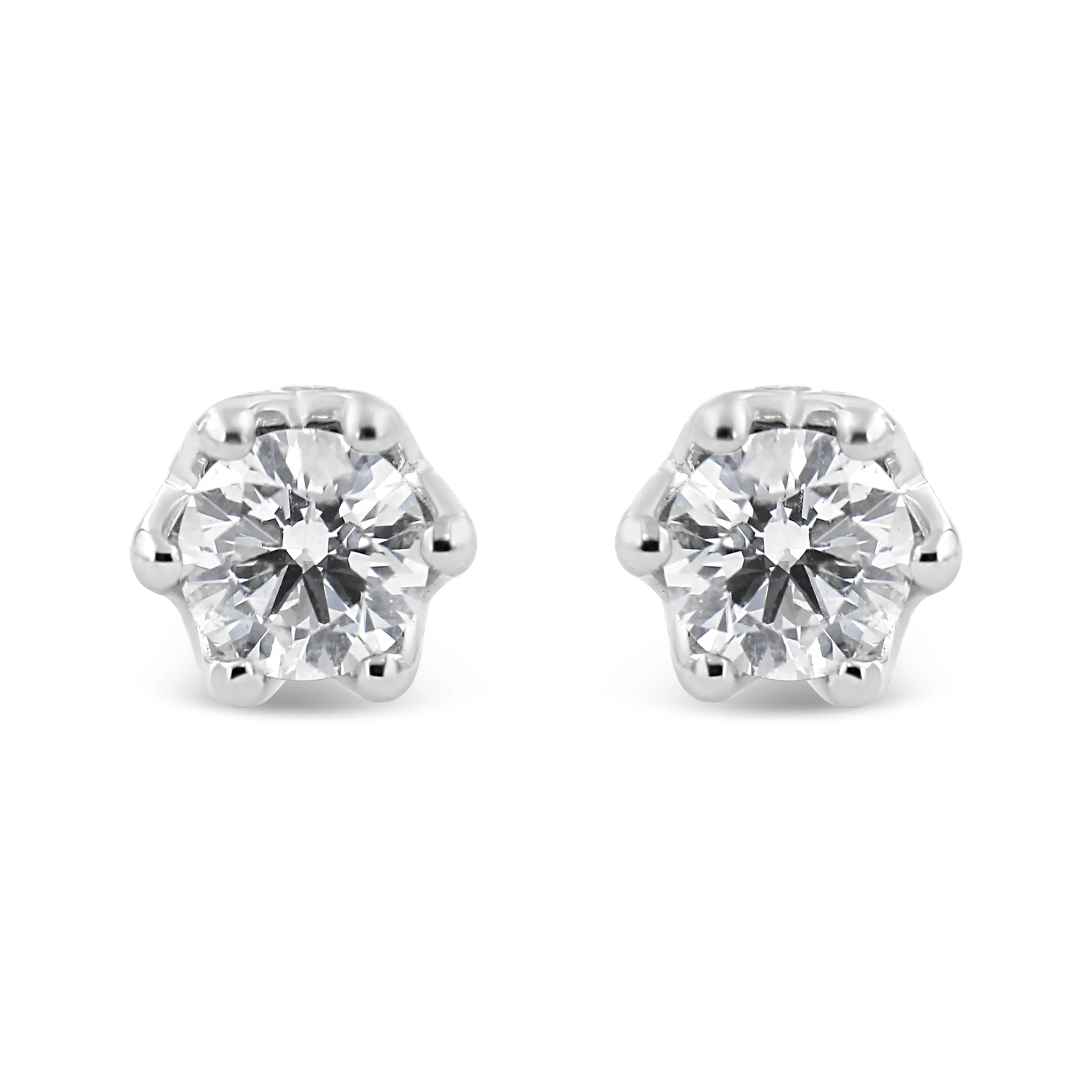 14K White Gold 1/2 Cttw Round Diamond Crown Stud Earring (I-J Color, I1-I2 Clarity) - Image 5