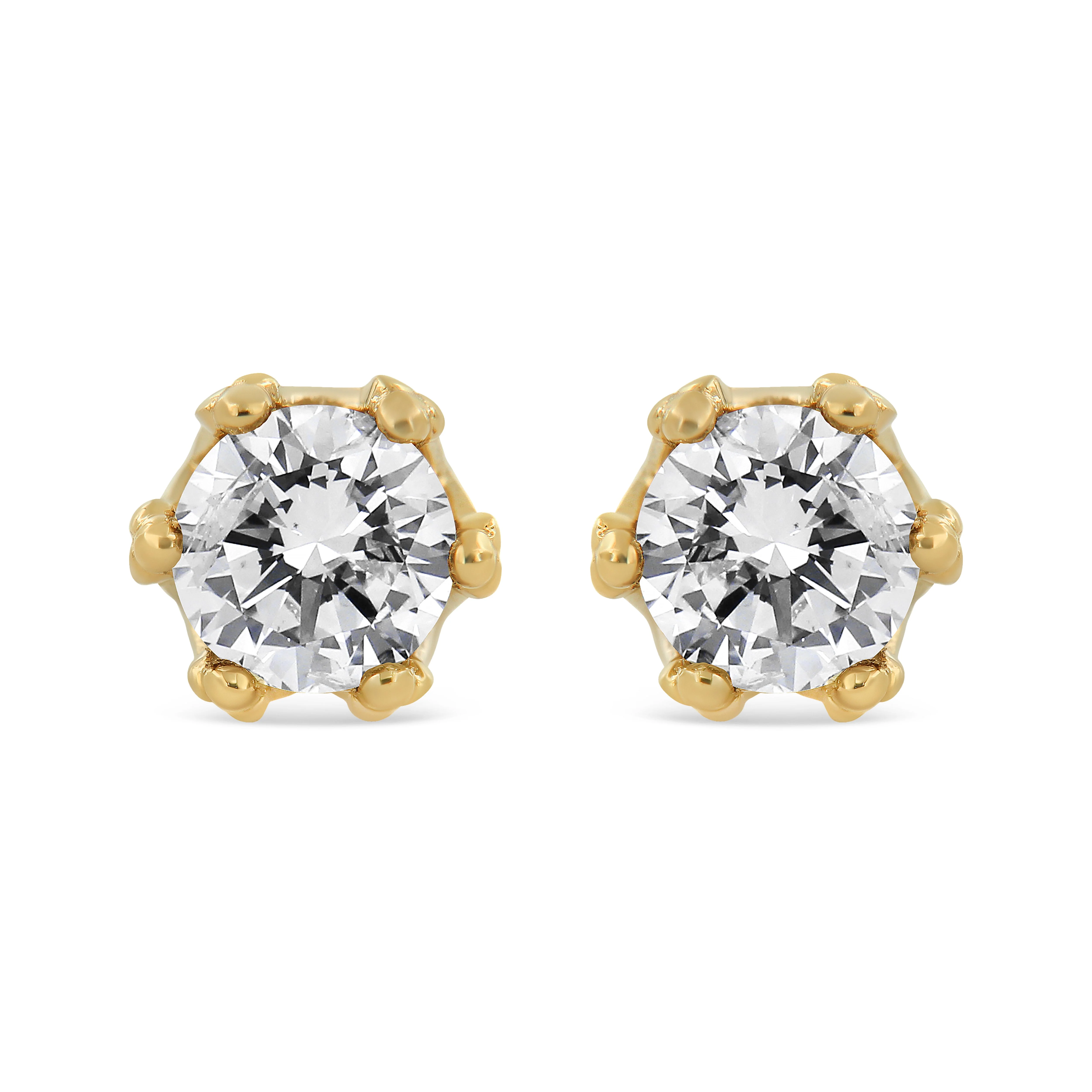 14K White Gold 1/2 Cttw Round Diamond Crown Stud Earring (I-J Color, I1-I2 Clarity) - Image 9