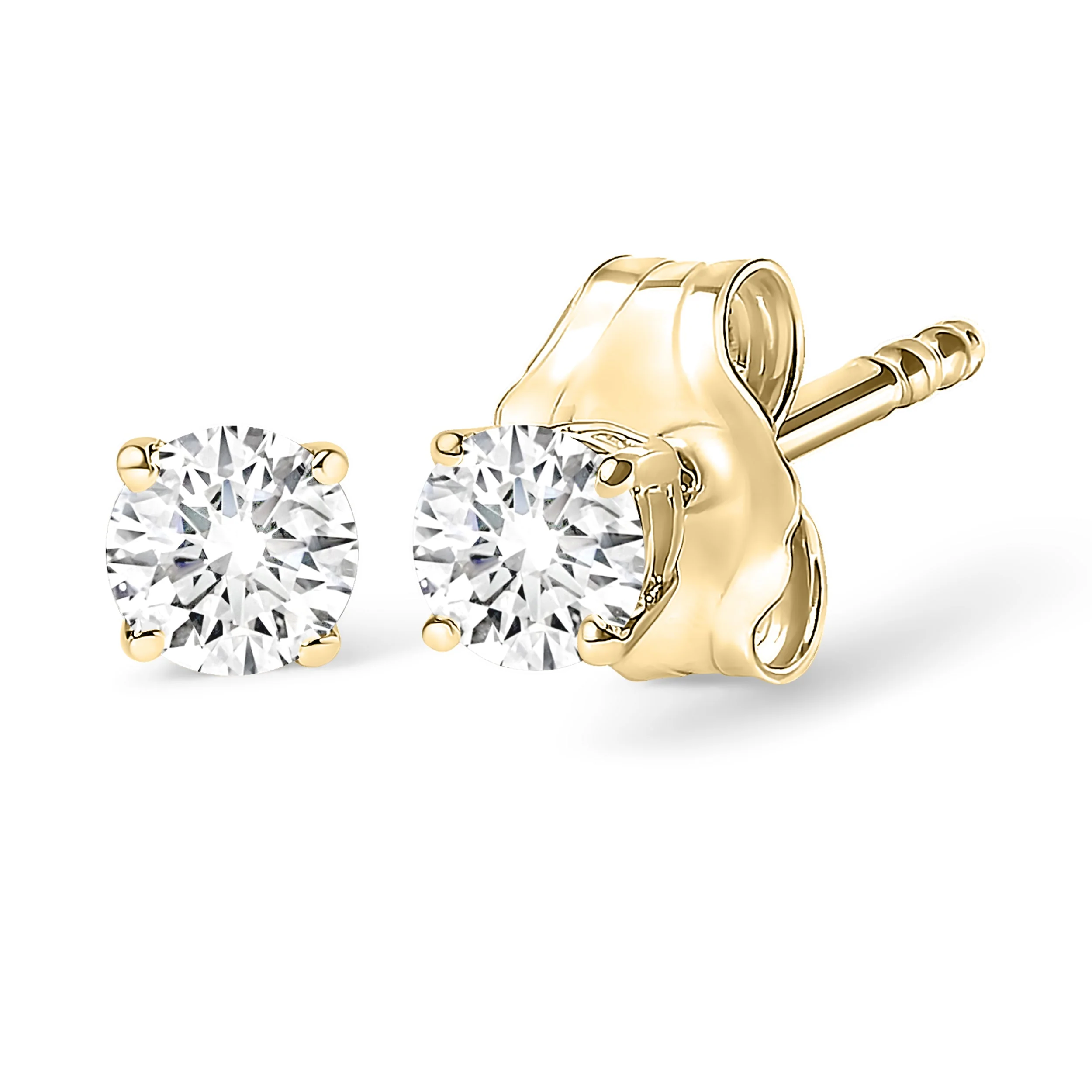 14K White Gold 1/2 Cttw Round Lab Grown Diamond Solitaire Stud Earrings - Image 4