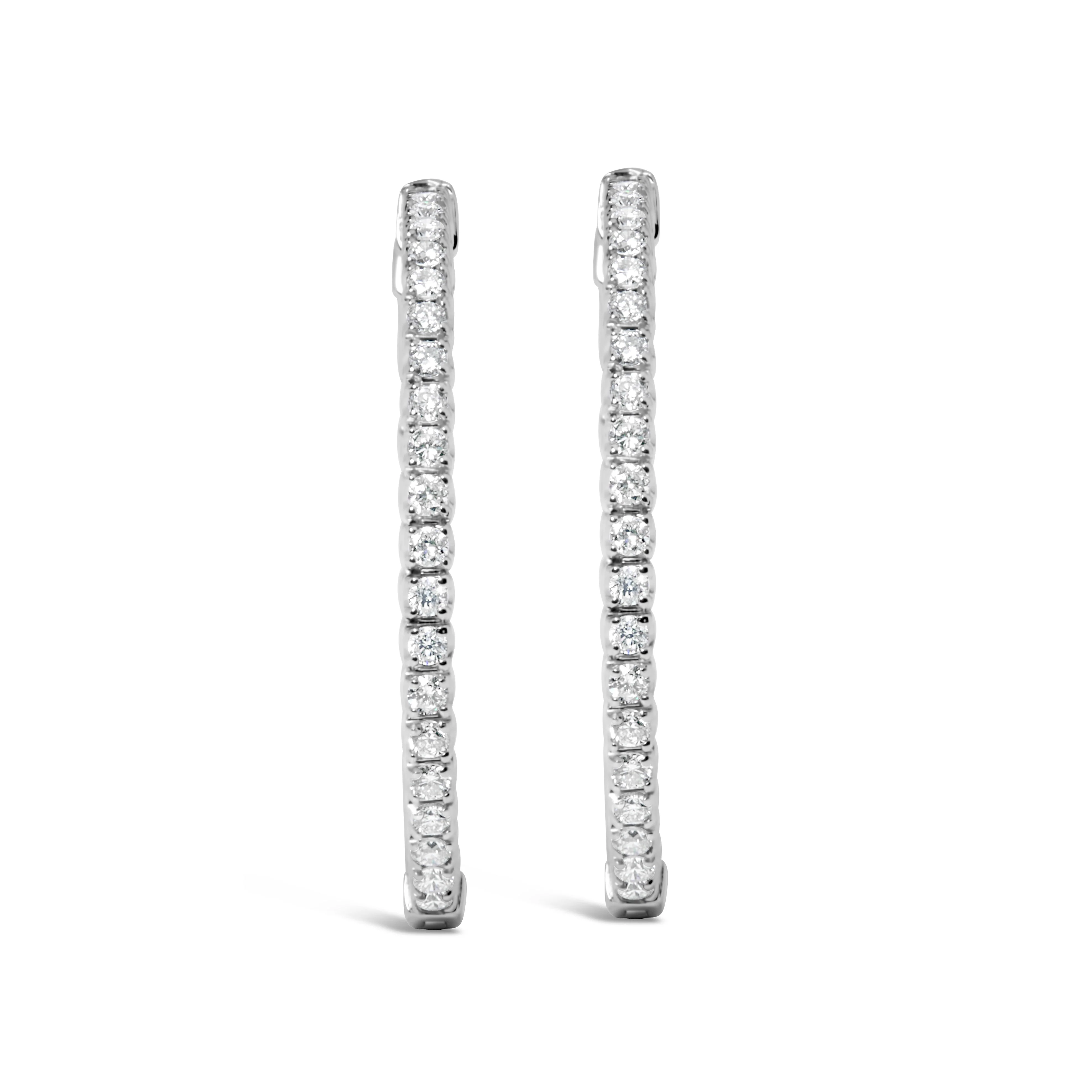 14K White Gold 1 3/4 Cttw Lab Grown Diamond Inside Out Hoop Earrings (G-H Color, VS2-SI1 Clarity) - Image 3