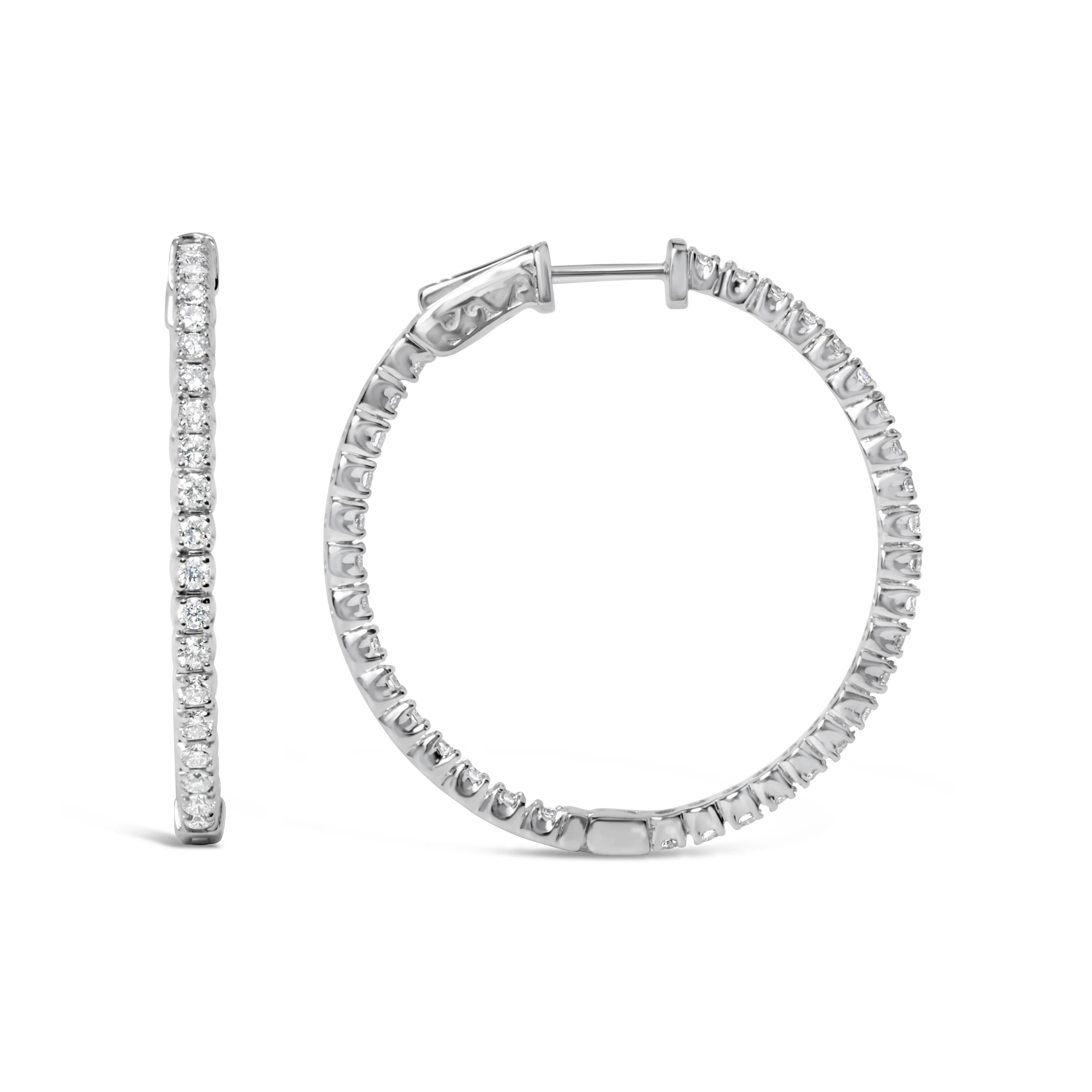 14K White Gold 1 3/4 Cttw Lab Grown Diamond Inside Out Hoop Earrings (G-H Color, VS2-SI1 Clarity) - Image 4