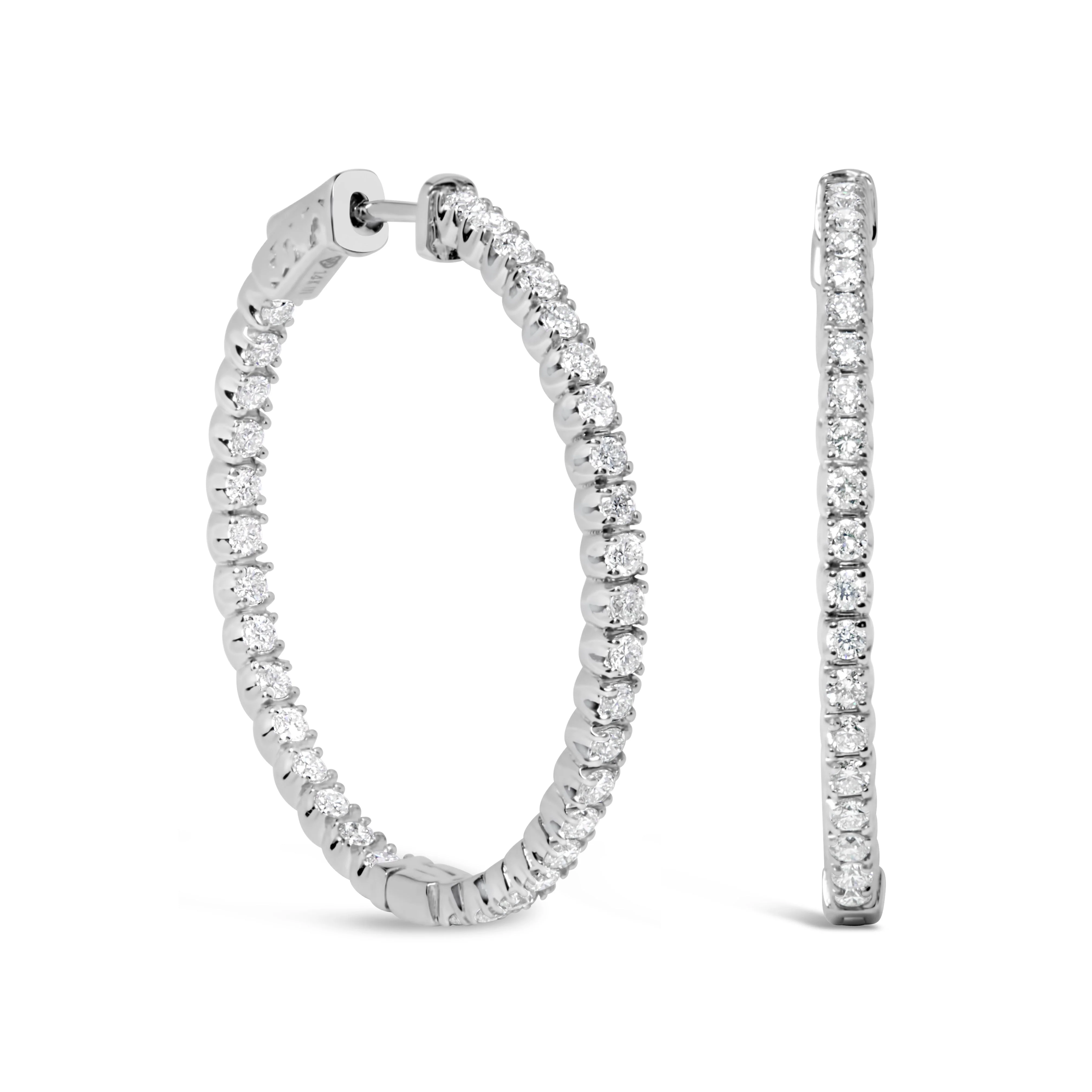 14K White Gold 1 3/4 Cttw Lab Grown Diamond Inside Out Hoop Earrings (G-H Color, VS2-SI1 Clarity) - Image 5