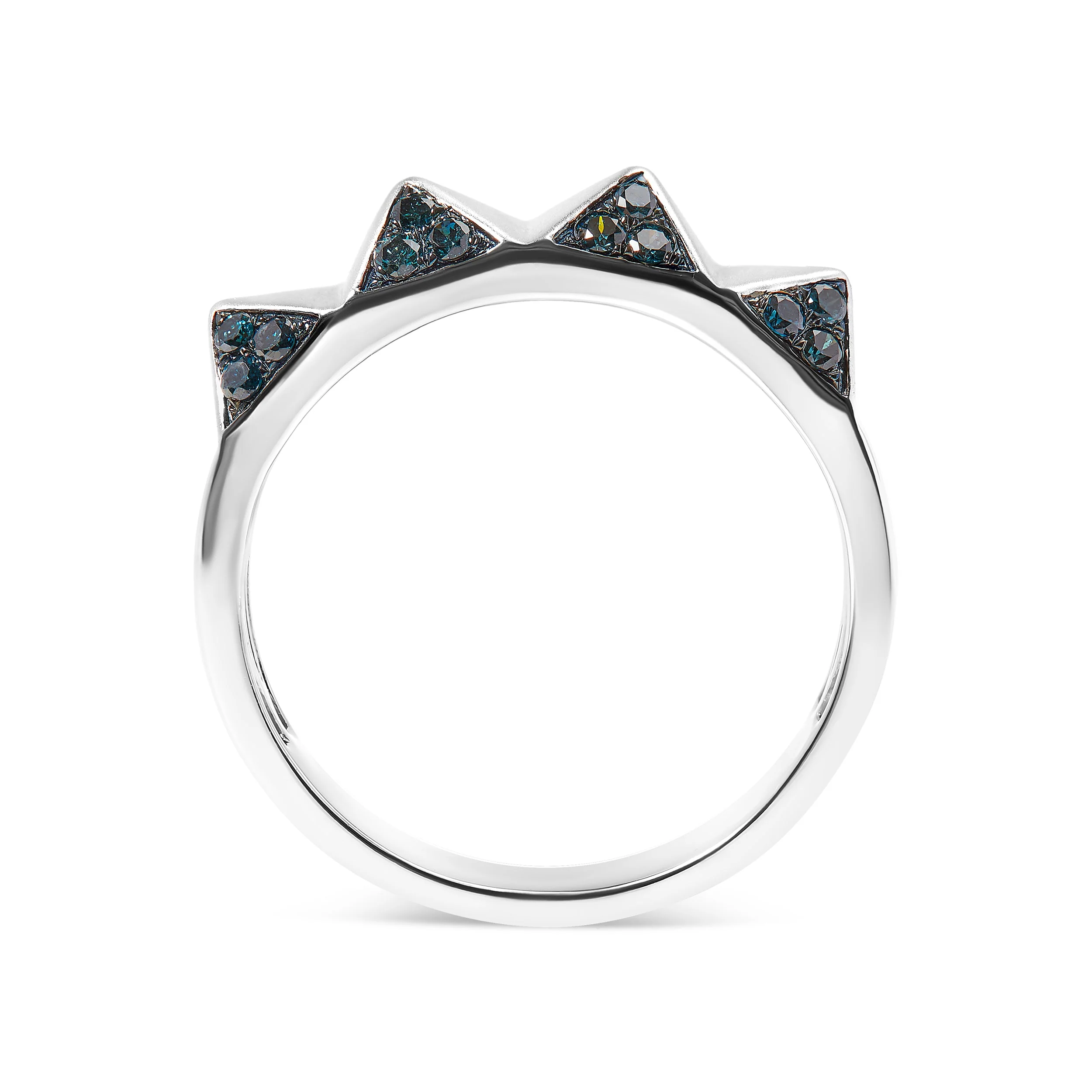 14K White Gold 1/4 Cttw Treated Blue Diamond Pyramid Band Ring (Blue Color, SI1-SI2 Clarity)- Size 7 - Image 6
