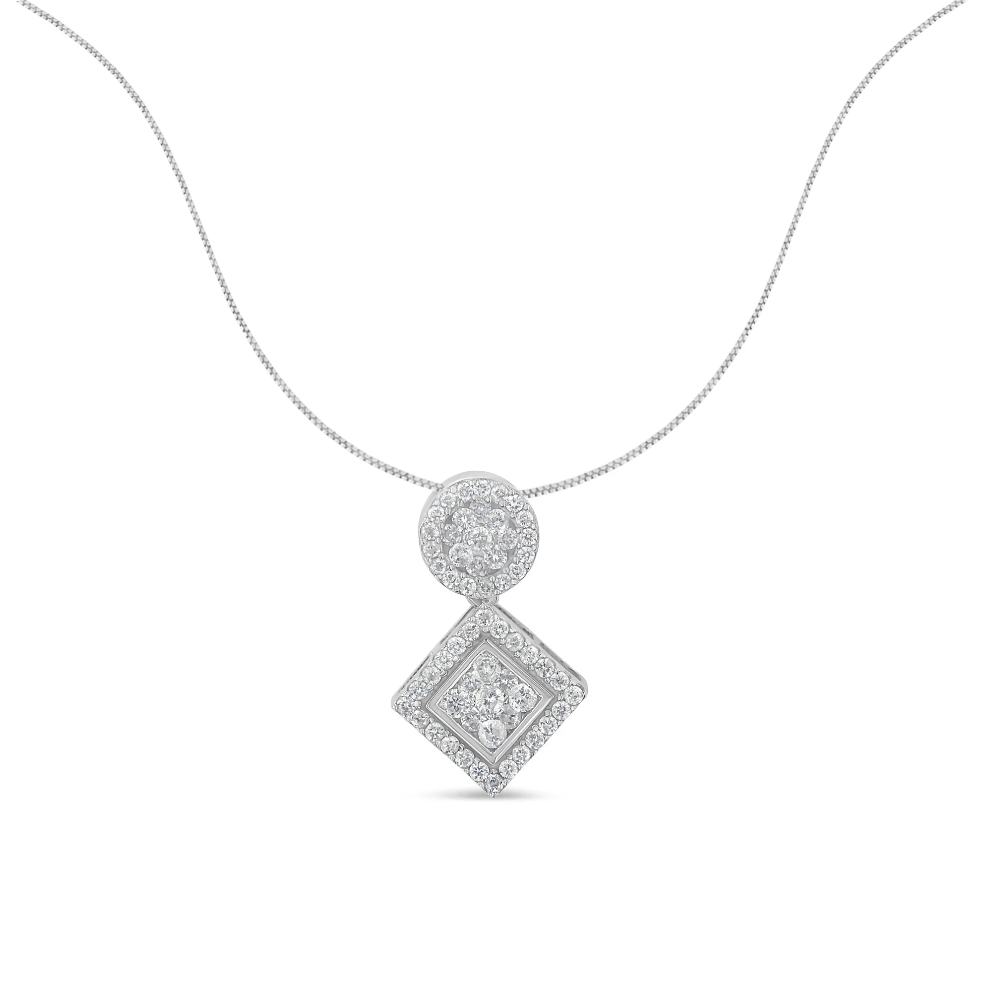 14K White Gold 1 cttw Diamond Pendant Necklace (H-I, I1-I2) - Image 4