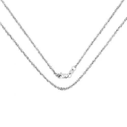 14K White Gold 18inch 1.5mm Lite Rope Chain with Lobster Clasp - Image 2