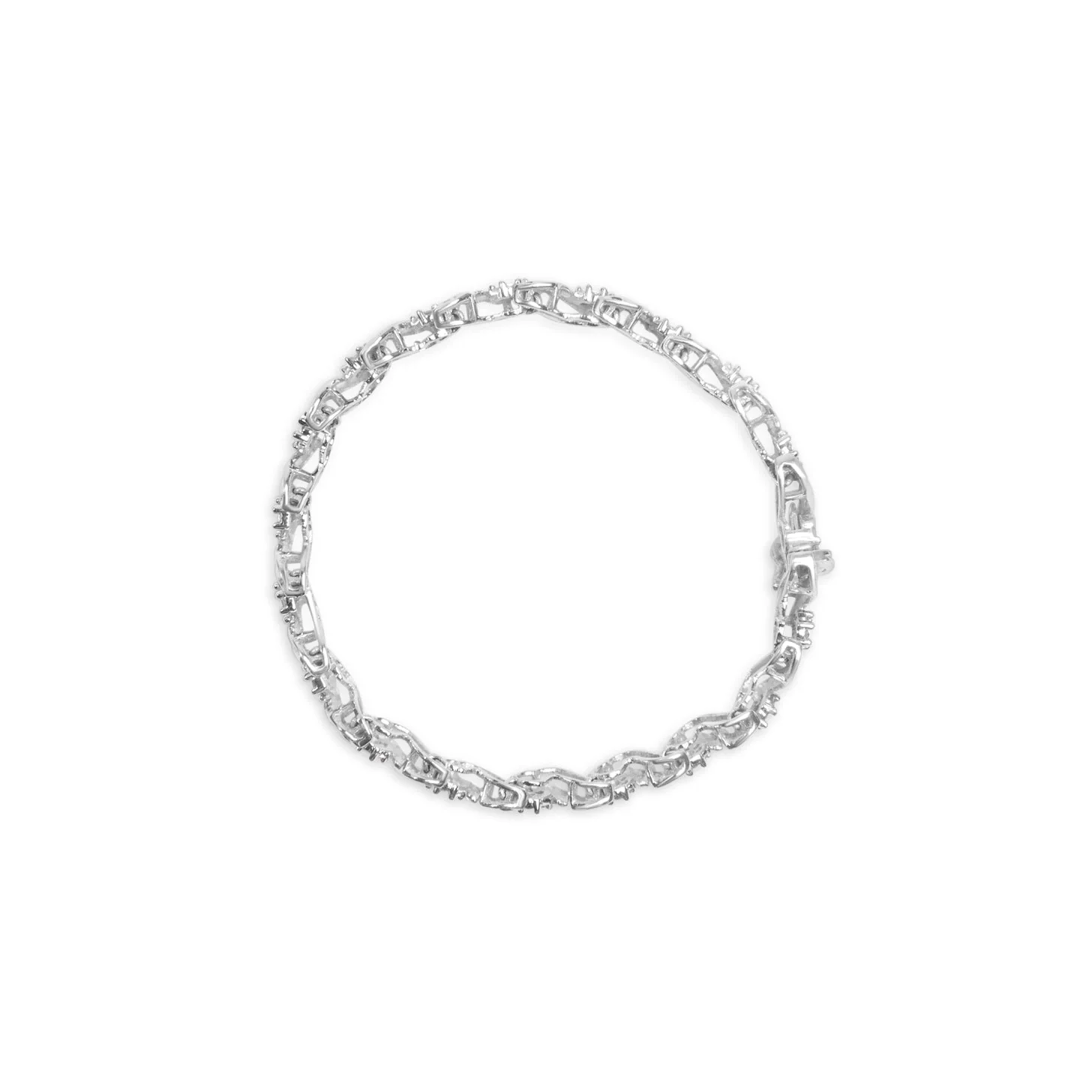14K White Gold 2.00 Cttw Diamond Cluster and Spiral Link Bracelet (I-J Color, I1-I2 Clarity) - 7" - Image 9