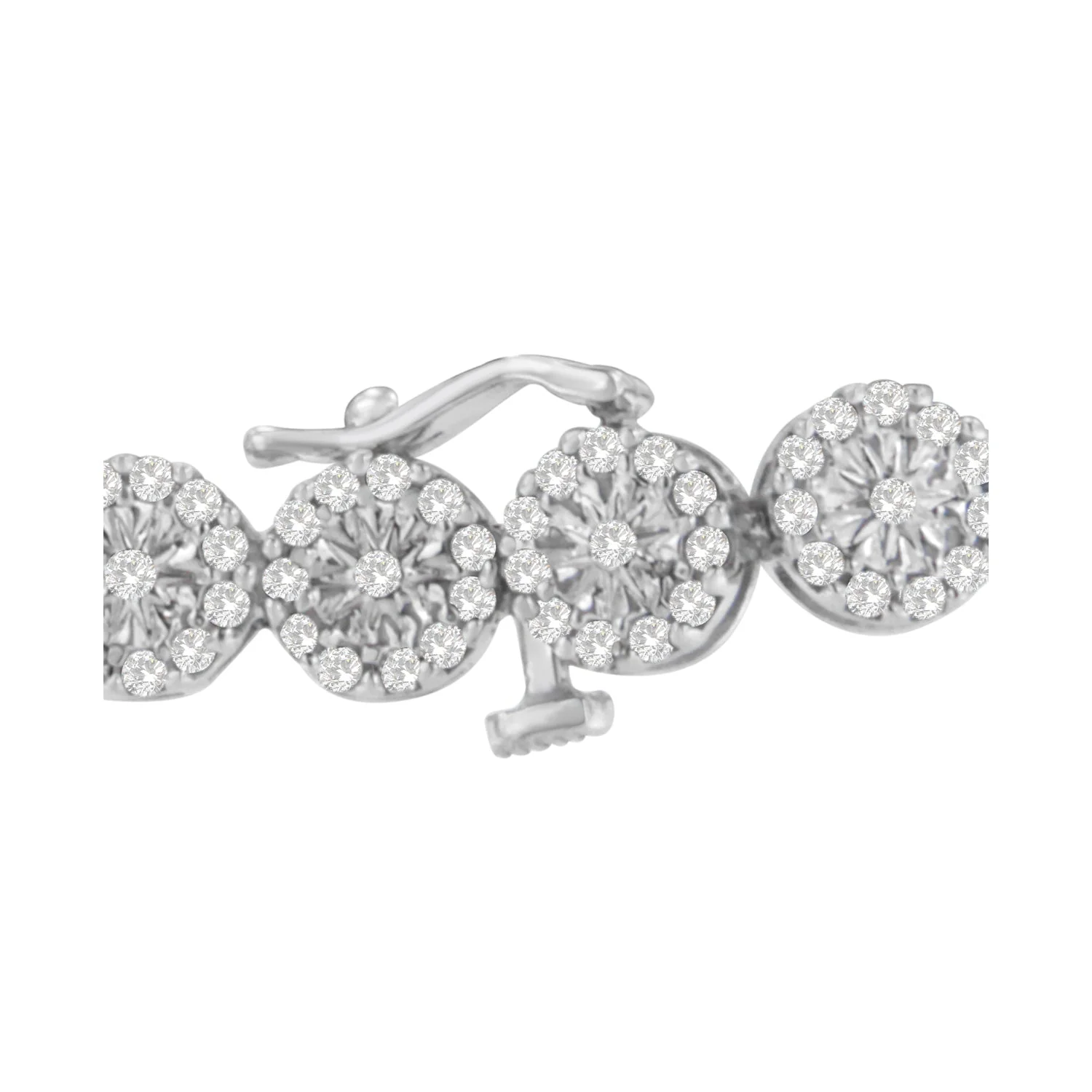 14K White Gold 2.00 Cttw Diamond Halo Link Tennis Bracelet (H-I Color, I1-I2 Clarity) - 7" Inches - Image 2