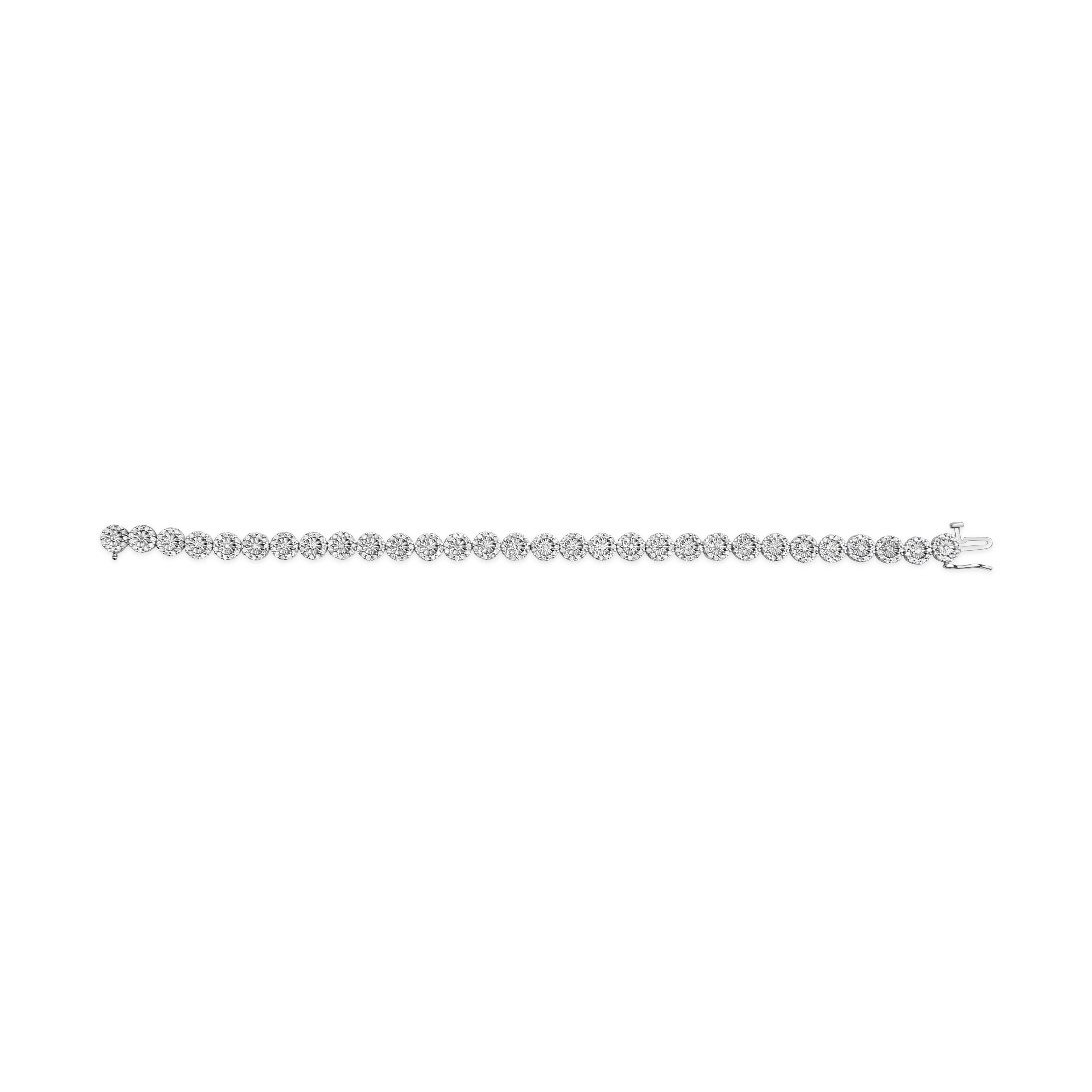 14K White Gold 2.00 Cttw Diamond Halo Link Tennis Bracelet (H-I Color, I1-I2 Clarity) - 7" Inches - Image 8