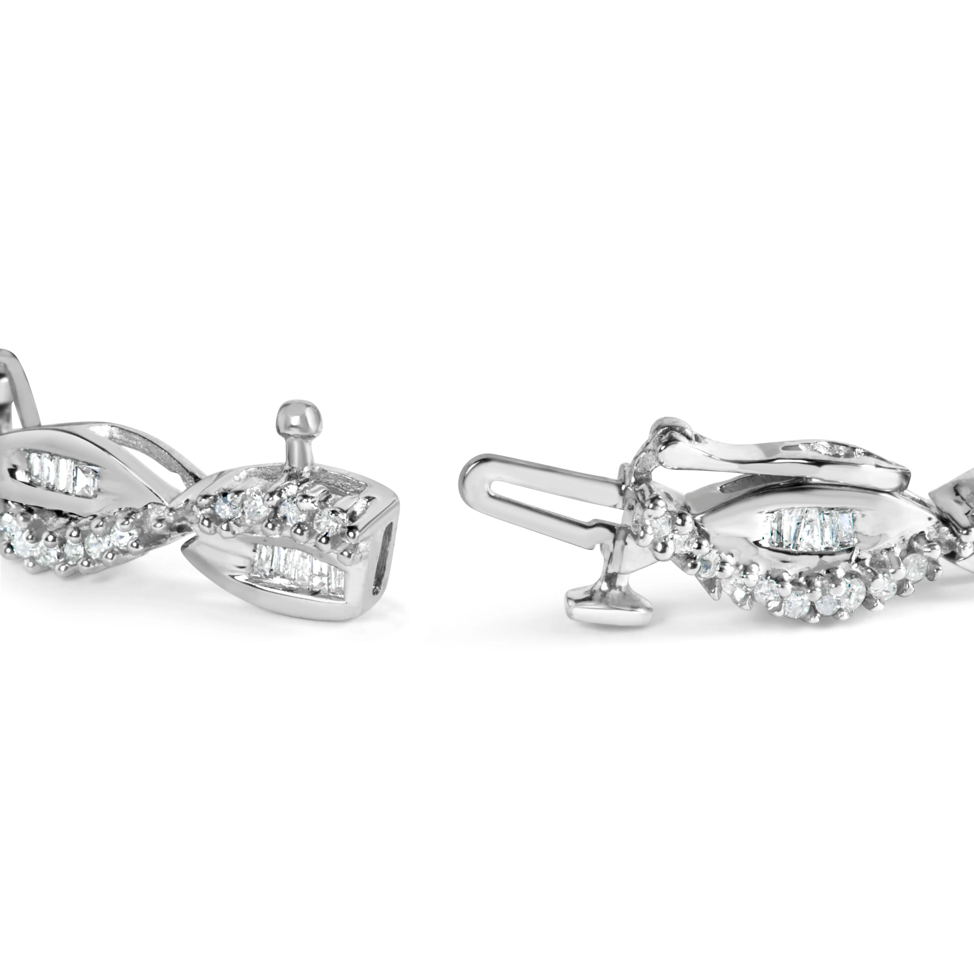 14K White Gold 2.00 Cttw Diamond Swirl and Pear Shape Link Bracelet (I-J Color, I2-I3 Clarity) - 7" - Image 2