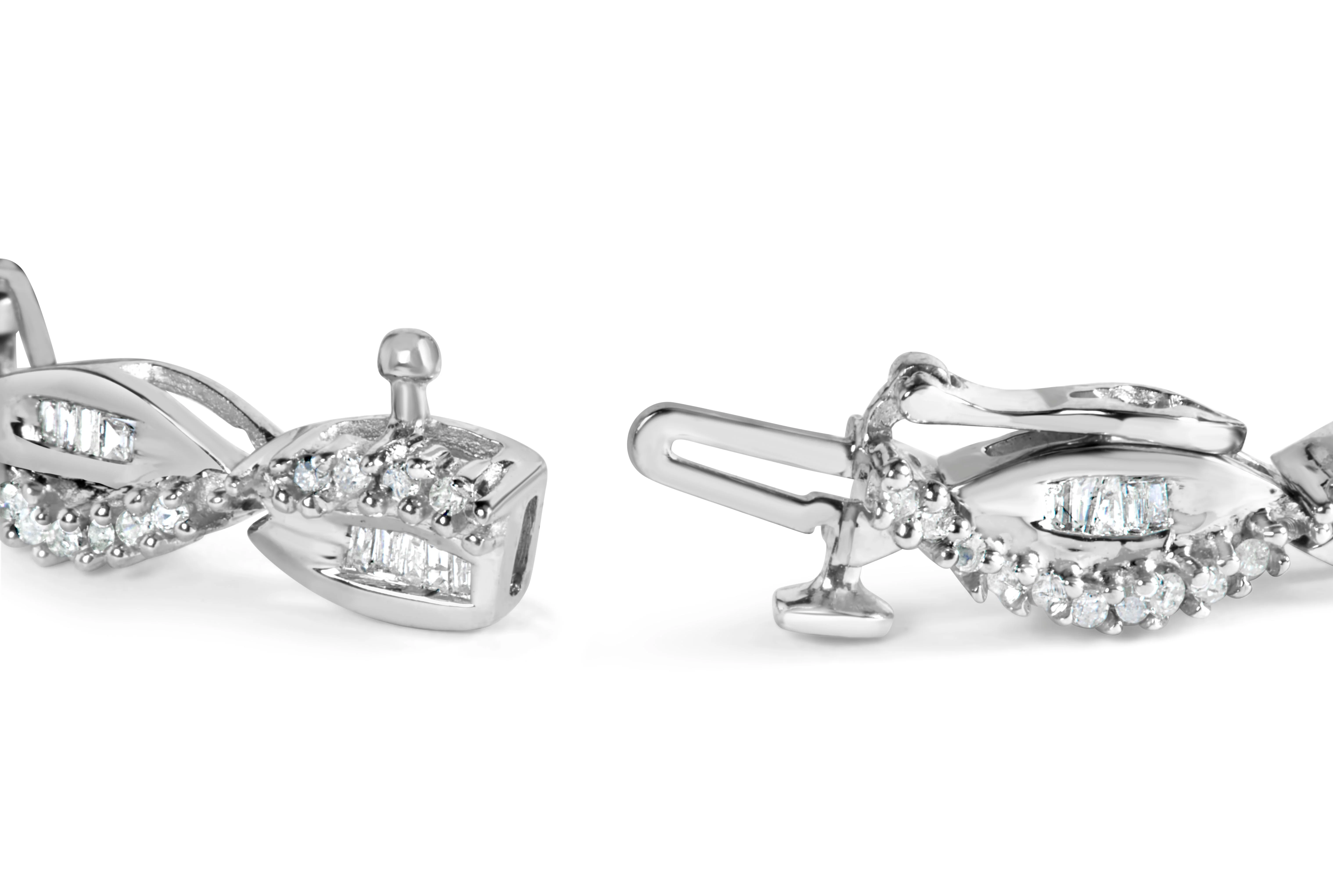 14K White Gold 2.00 Cttw Diamond Swirl and Pear Shape Link Bracelet (I-J Color, I2-I3 Clarity) - 7" - Image 5