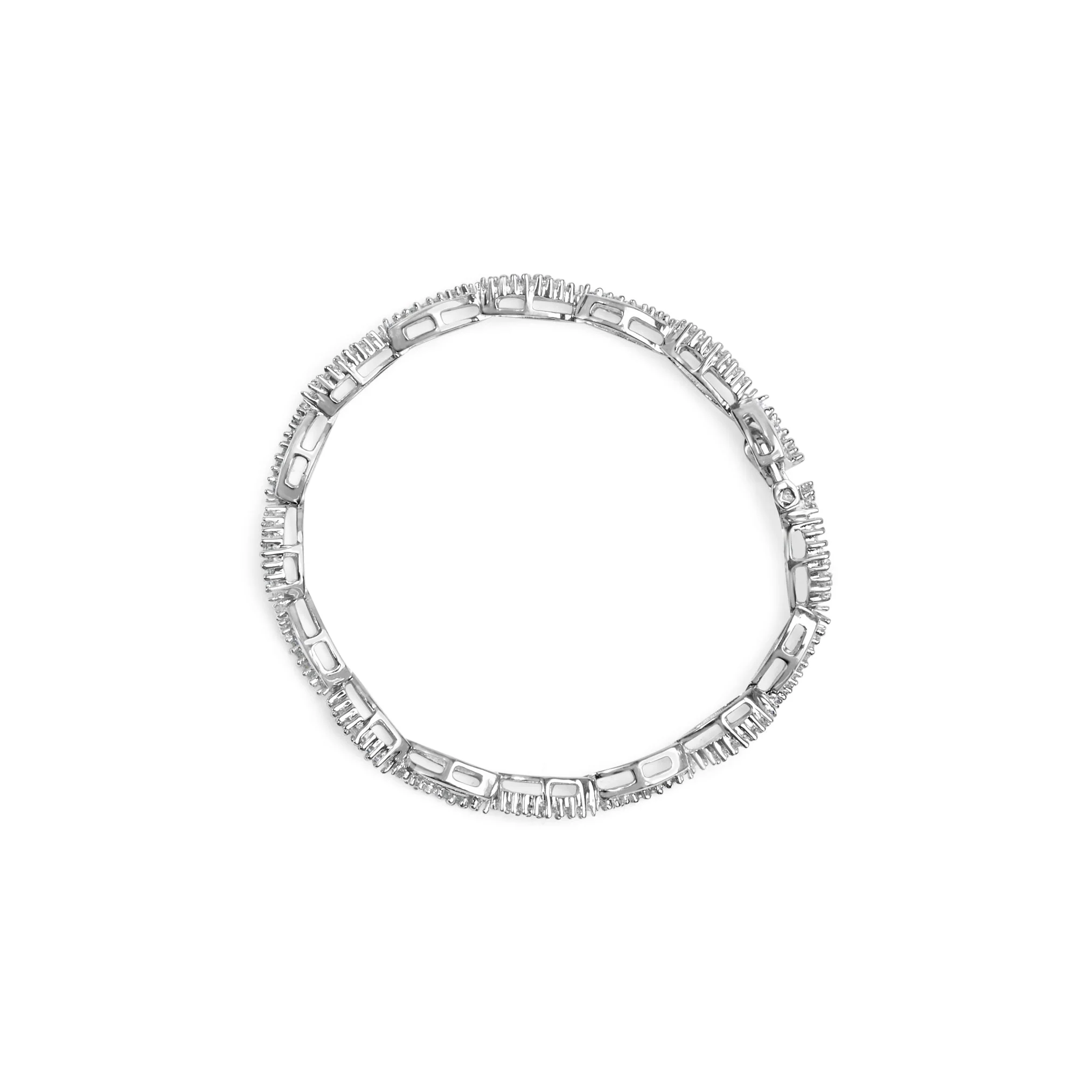 14K White Gold 2.00 Cttw Diamond Swirl and Pear Shape Link Bracelet (I-J Color, I2-I3 Clarity) - 7" - Image 6