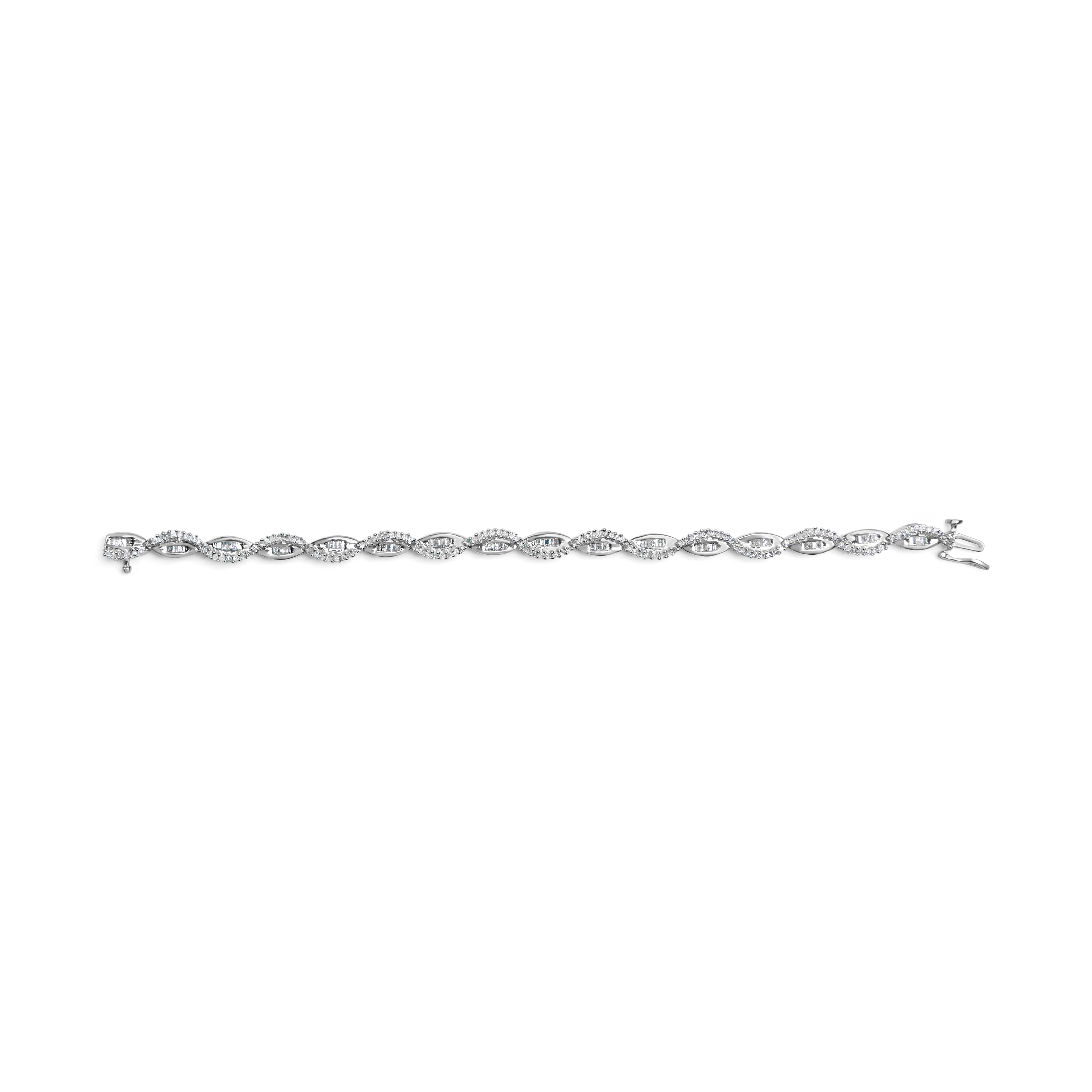 14K White Gold 2.00 Cttw Diamond Swirl and Pear Shape Link Bracelet (I-J Color, I2-I3 Clarity) - 7" - Image 7