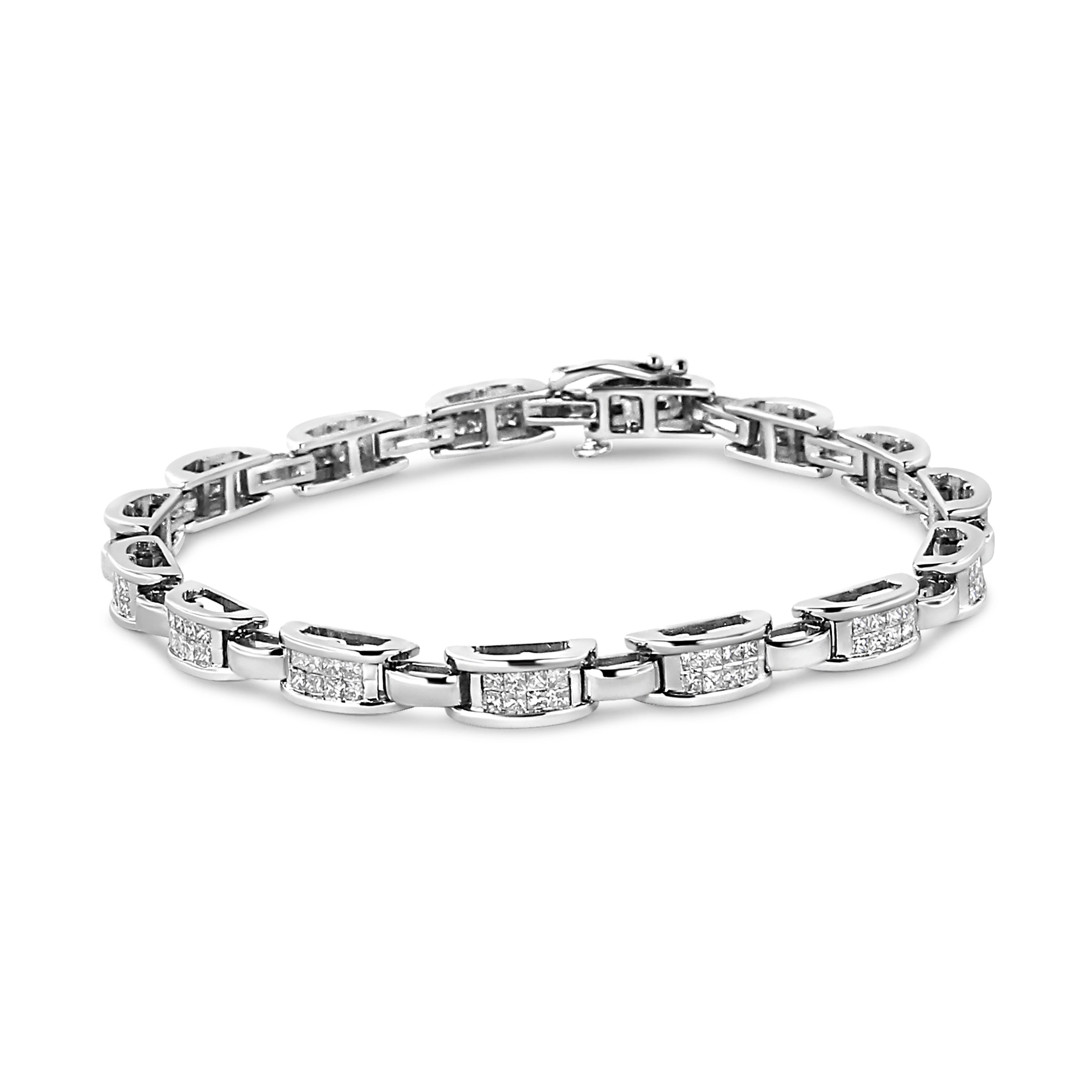 14K White Gold 2.00 Cttw Invisble-Set Princess Diamond Link Bracelet (I1-I2 Clarity, I-J Color) - 7.25" - Image 11