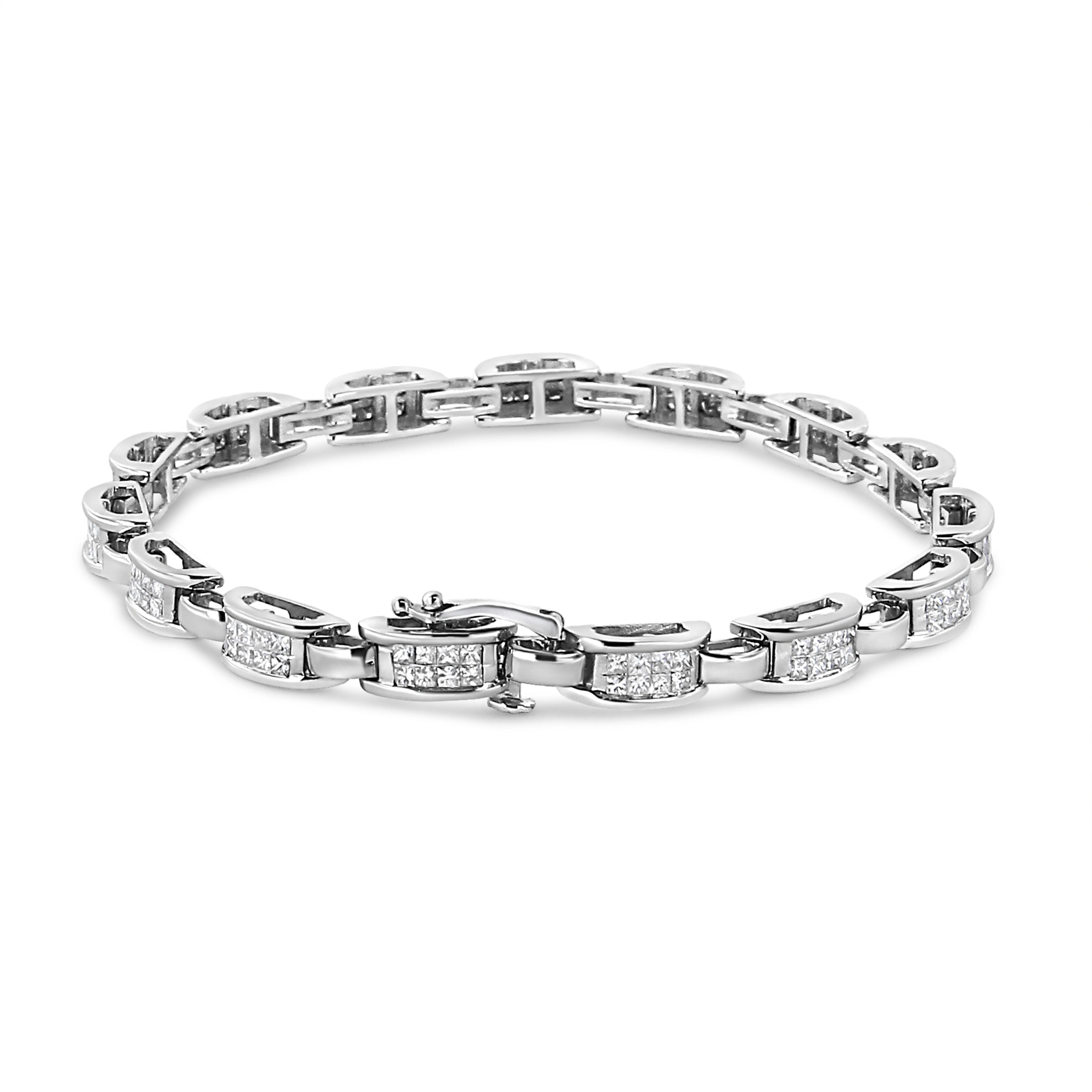 14K White Gold 2.00 Cttw Invisble-Set Princess Diamond Link Bracelet (I1-I2 Clarity, I-J Color) - 7.25" - Image 12