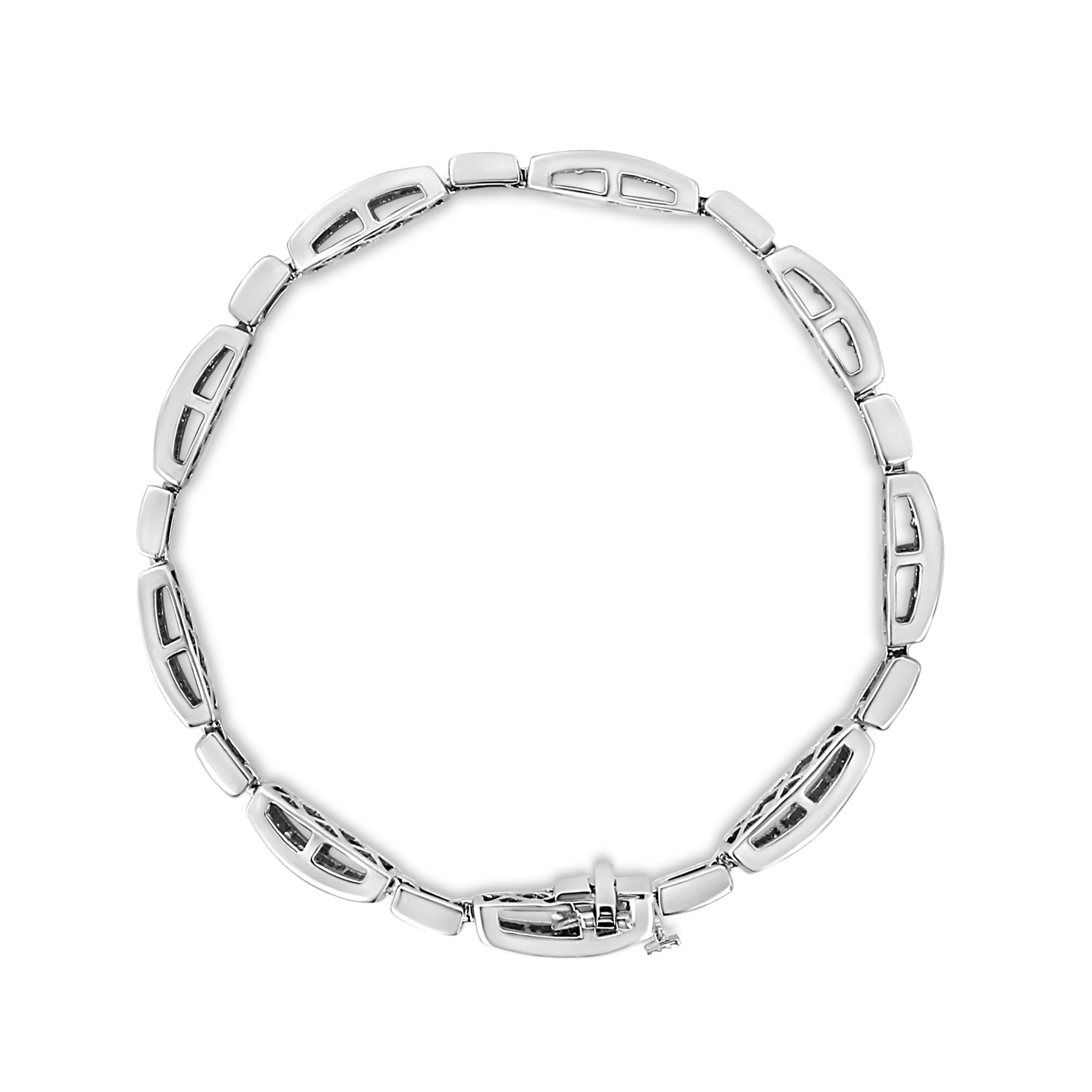 14K White Gold 2.00 Cttw Invisble-Set Princess Diamond Link Bracelet (I1-I2 Clarity, I-J Color) - 7.25" - Image 3
