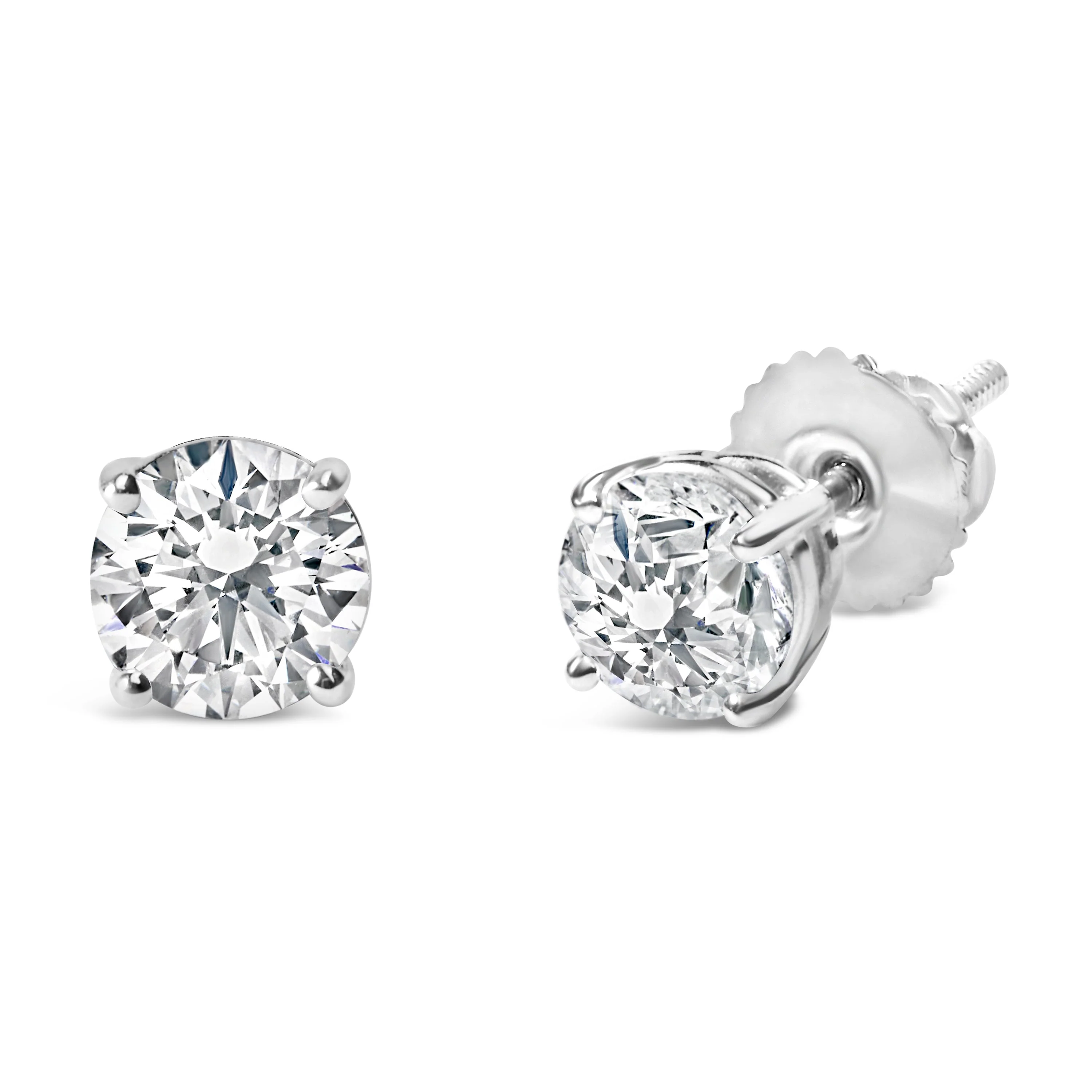 14K White Gold 2.00 Cttw Lab Grown Round Brilliant-Cut Diamond Classic 4-Prong Stud Earrings with Screw Backs (F-G color, VVS2-VS1 Clarity) - Image 6