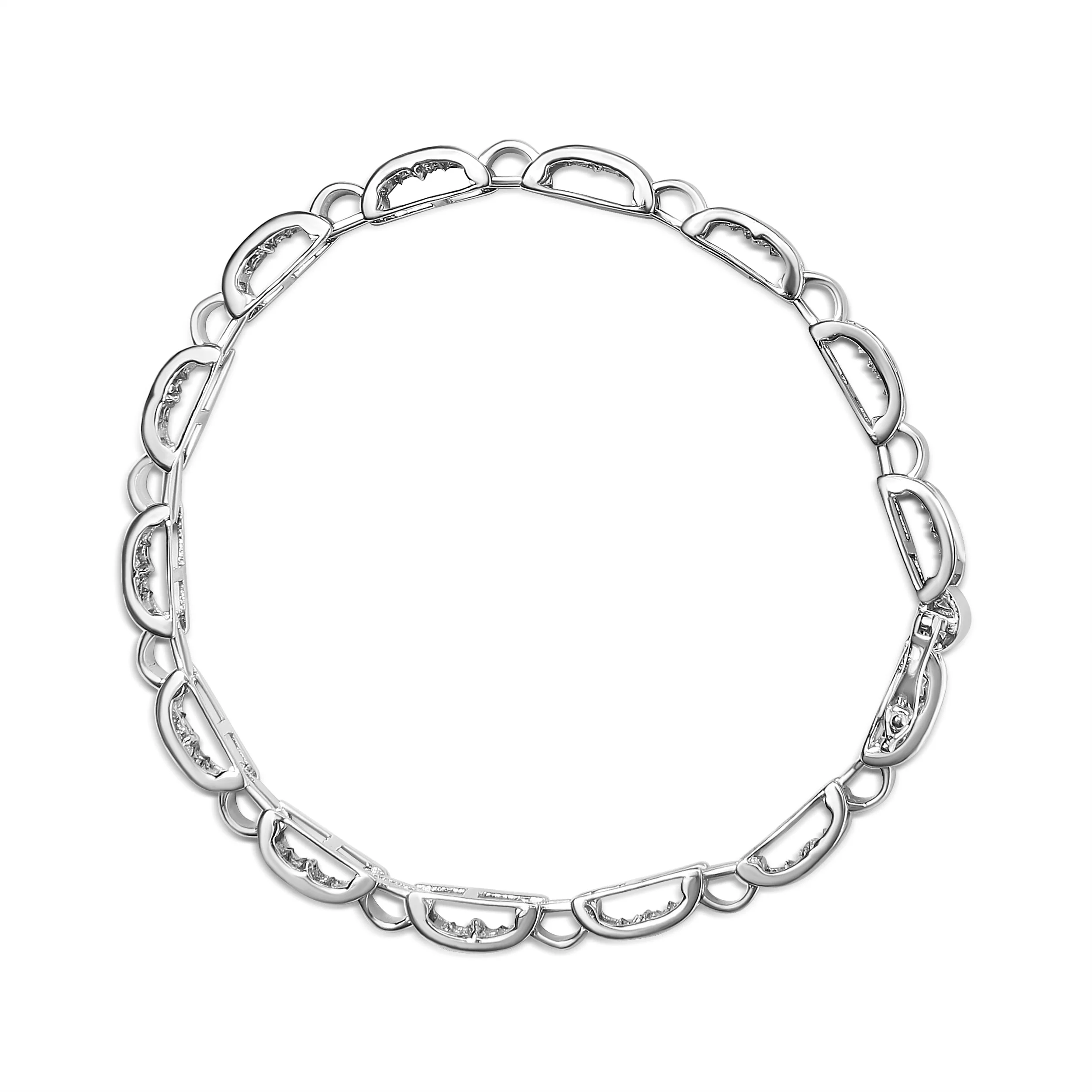 14K White Gold 2.00 Cttw Princess Diamond Invisible Set Link Bracelet (H-I Color, SI2-I1 Clarity) - 7" - Image 3