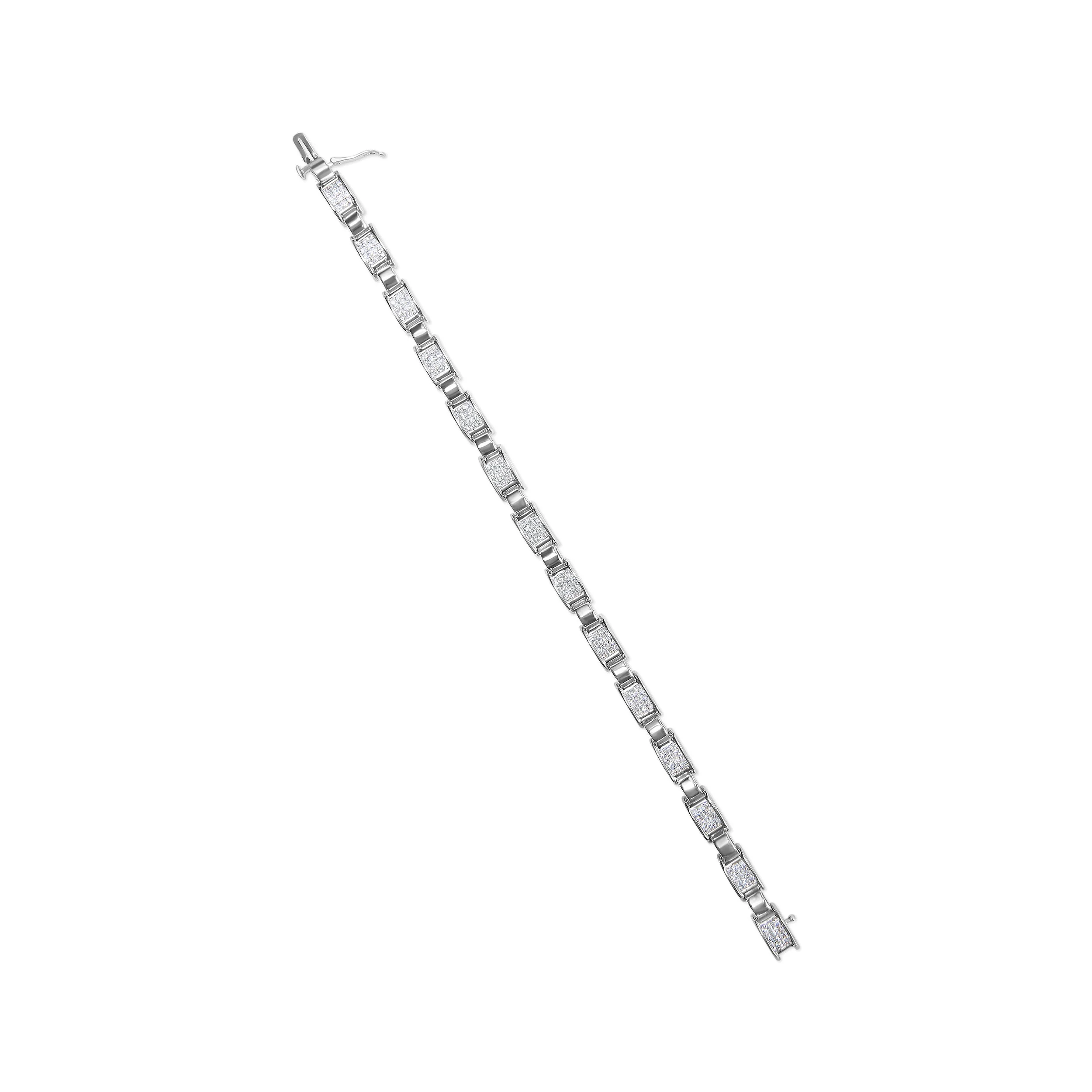 14K White Gold 2.00 Cttw Princess Diamond Invisible Set Link Bracelet (H-I Color, SI2-I1 Clarity) - 7" - Image 4