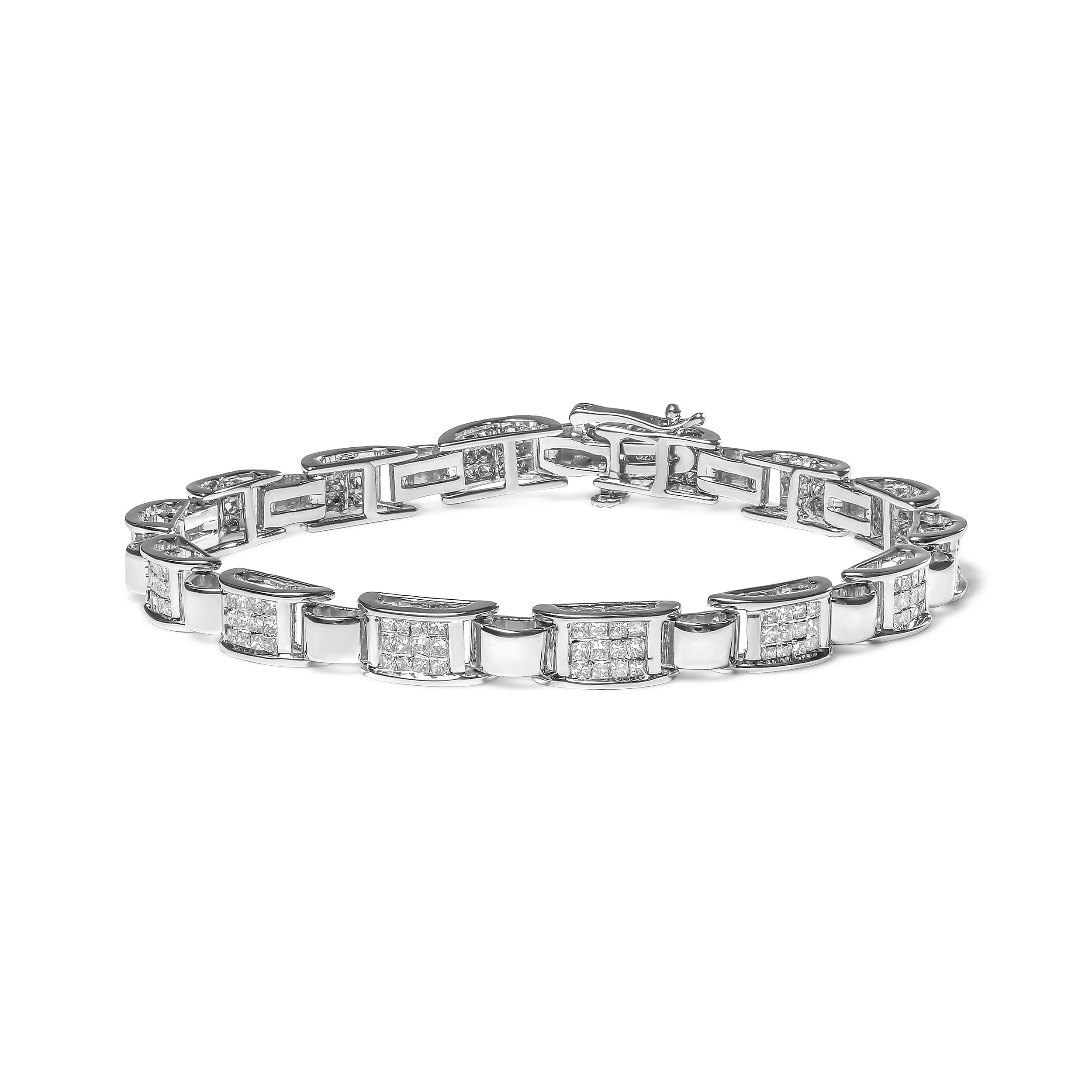 14K White Gold 2.00 Cttw Princess Diamond Invisible Set Link Bracelet (H-I Color, SI2-I1 Clarity) - 7" - Image 5