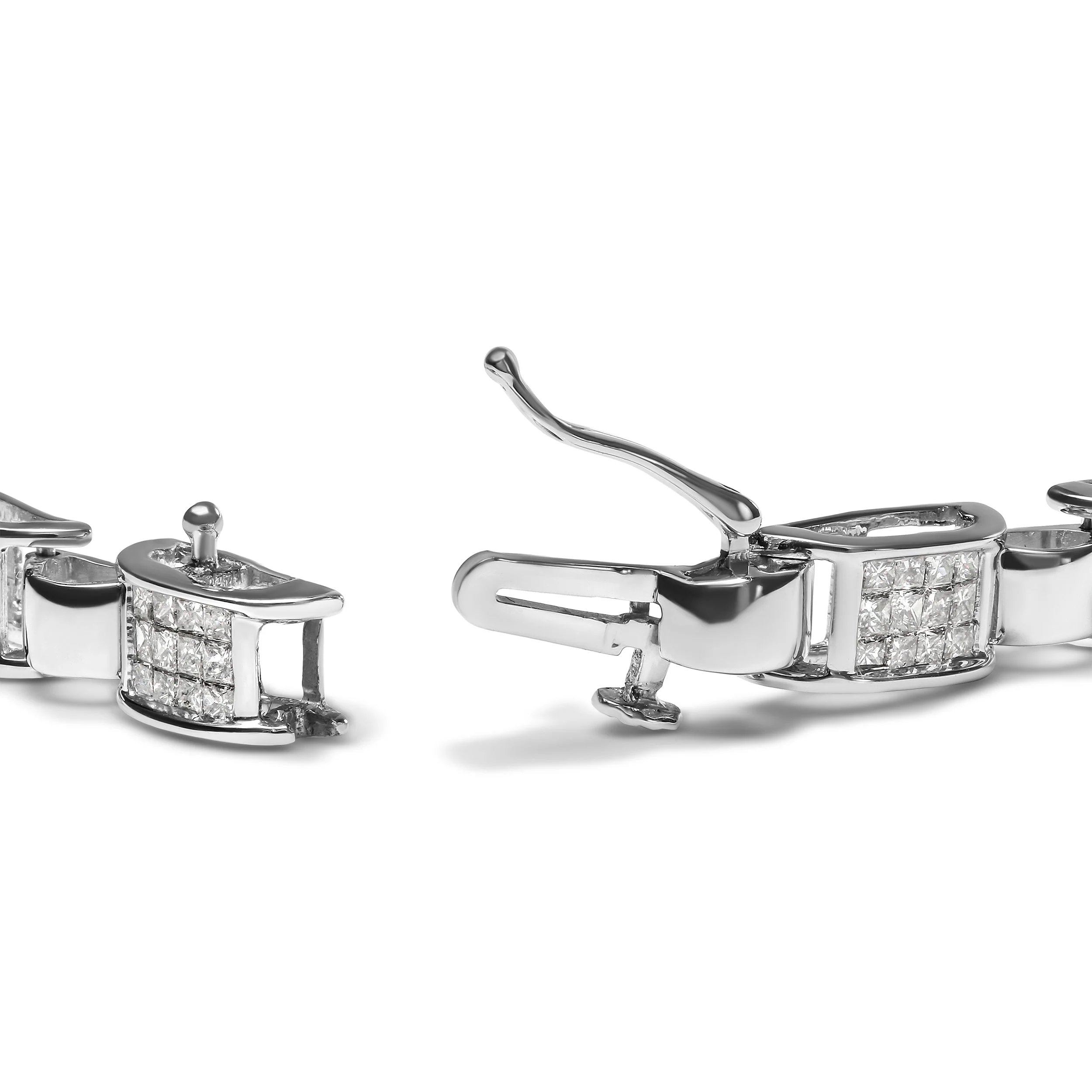 14K White Gold 2.00 Cttw Princess Diamond Invisible Set Link Bracelet (H-I Color, SI2-I1 Clarity) - 7" - Image 6