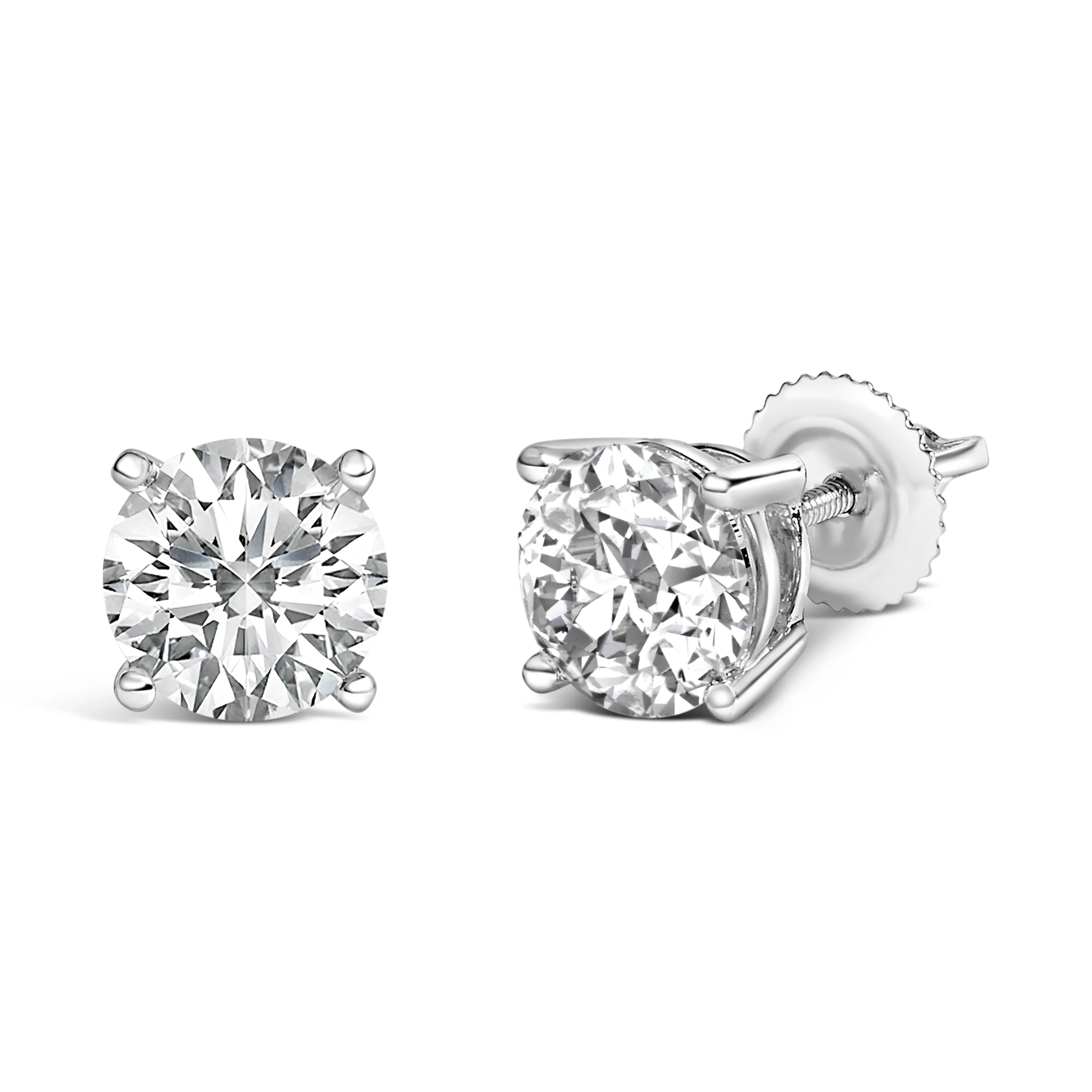 14K White Gold 2 1/2 Cttw Lab Grown Diamond Solitaire Stud Earrings - Image 2