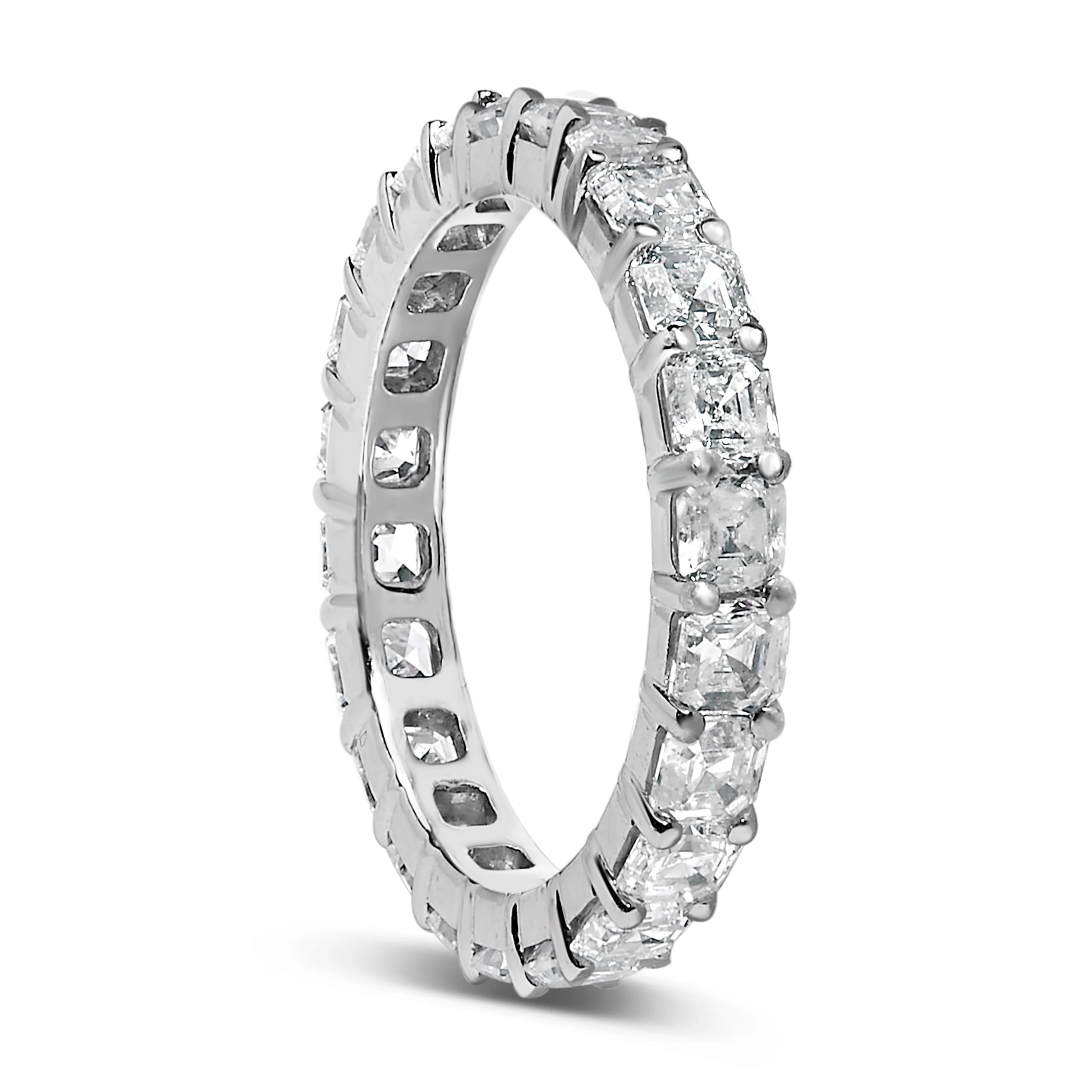 14K White Gold 2 1/3 Cttw Asscher Cut Lab Grown Diamond Eternity Band Ring (E-F Color, VS1-VS2 Clarity) - Ring Size 5.5 - Image 4