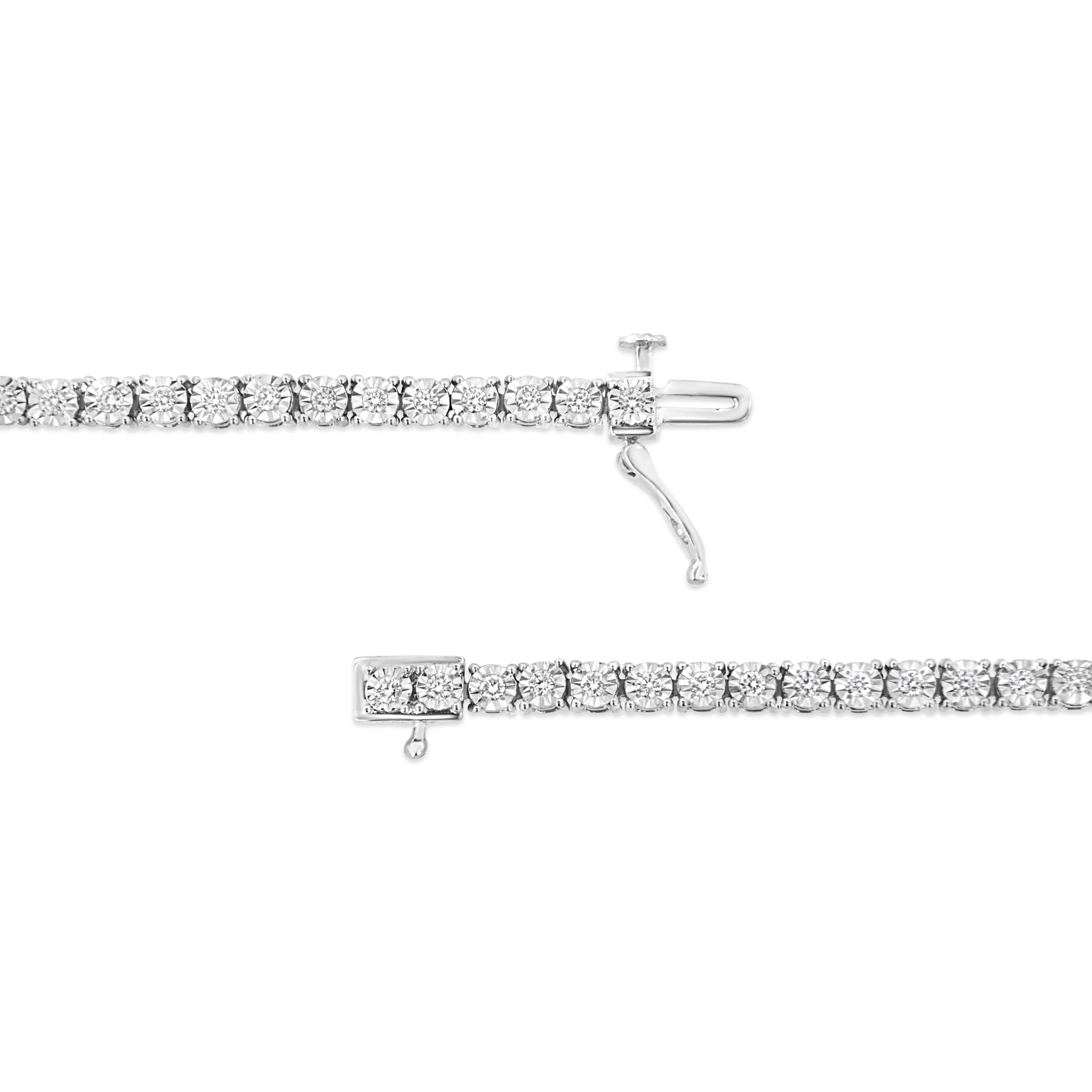14K White Gold 3.0 Cttw Lab Grown Diamond Illusion-Set Miracle Plate Tennis Bracelet (F-G Color, VS1-VS2 Clarity) - Size 7.25" - Image 3