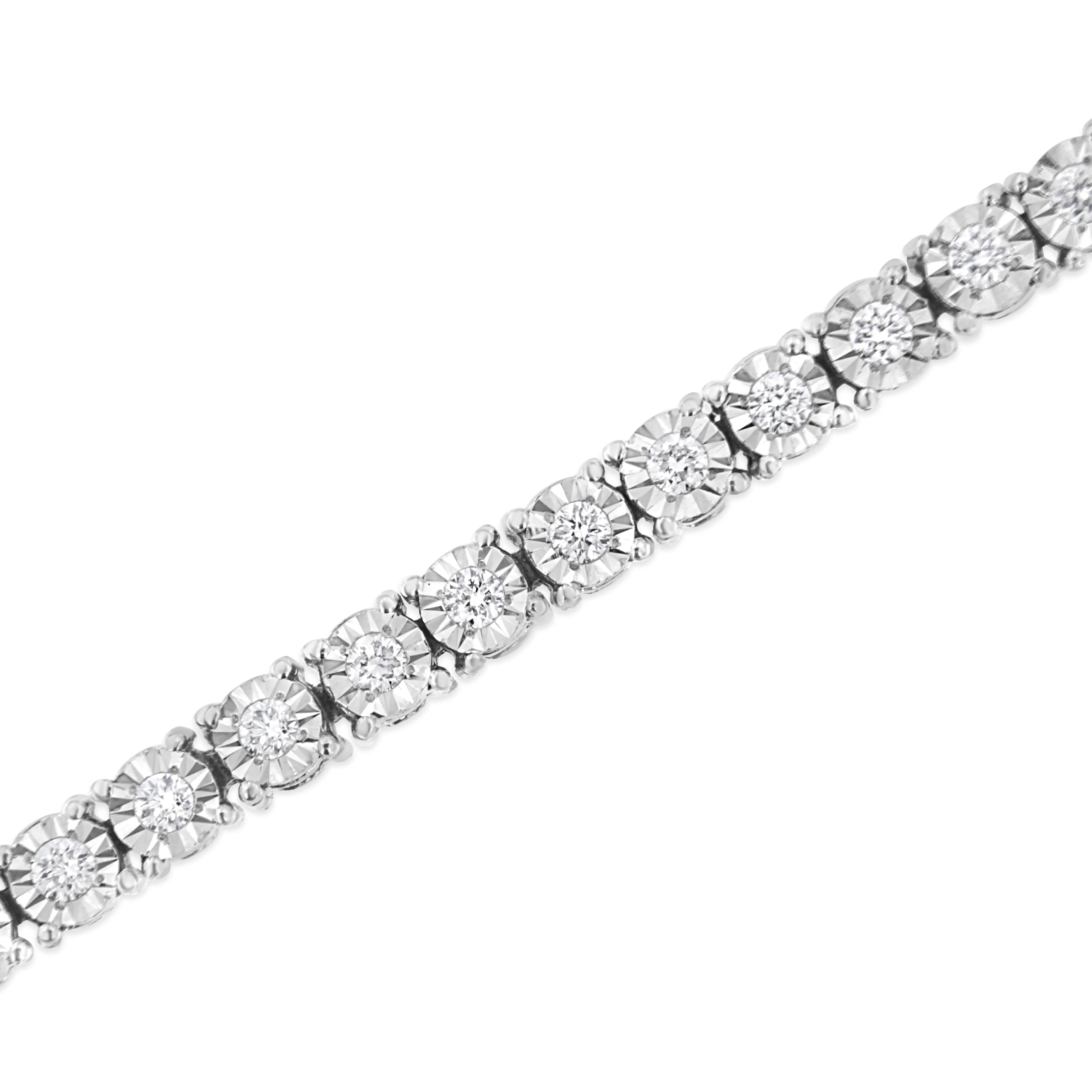 14K White Gold 3.0 Cttw Lab Grown Diamond Illusion-Set Miracle Plate Tennis Bracelet (F-G Color, VS1-VS2 Clarity) - Size 7.25" - Image 4