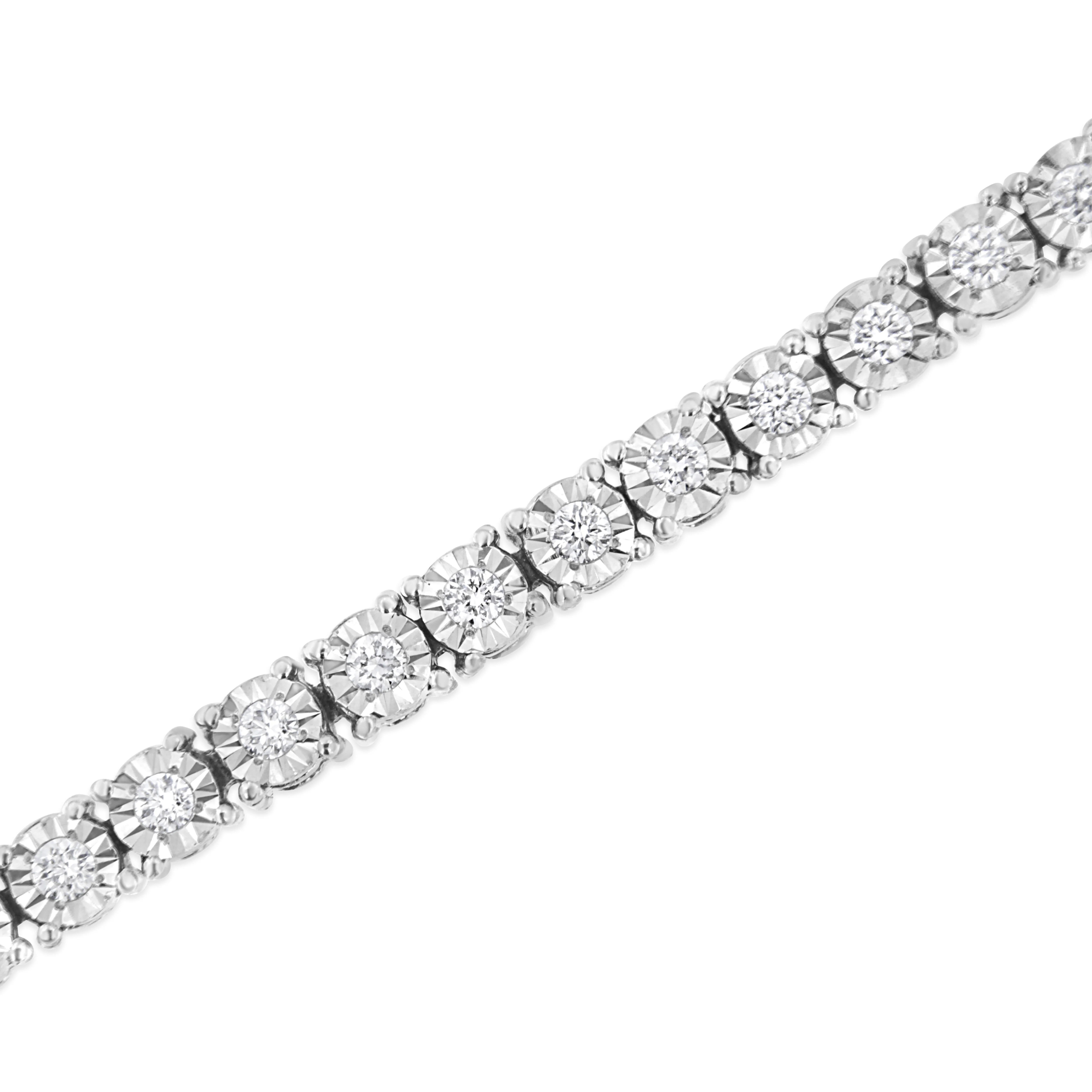 14K White Gold 3.0 Cttw Lab Grown Diamond Illusion-Set Miracle Plate Tennis Bracelet (F-G Color, VS1-VS2 Clarity) - Size 7.25" - Image 8