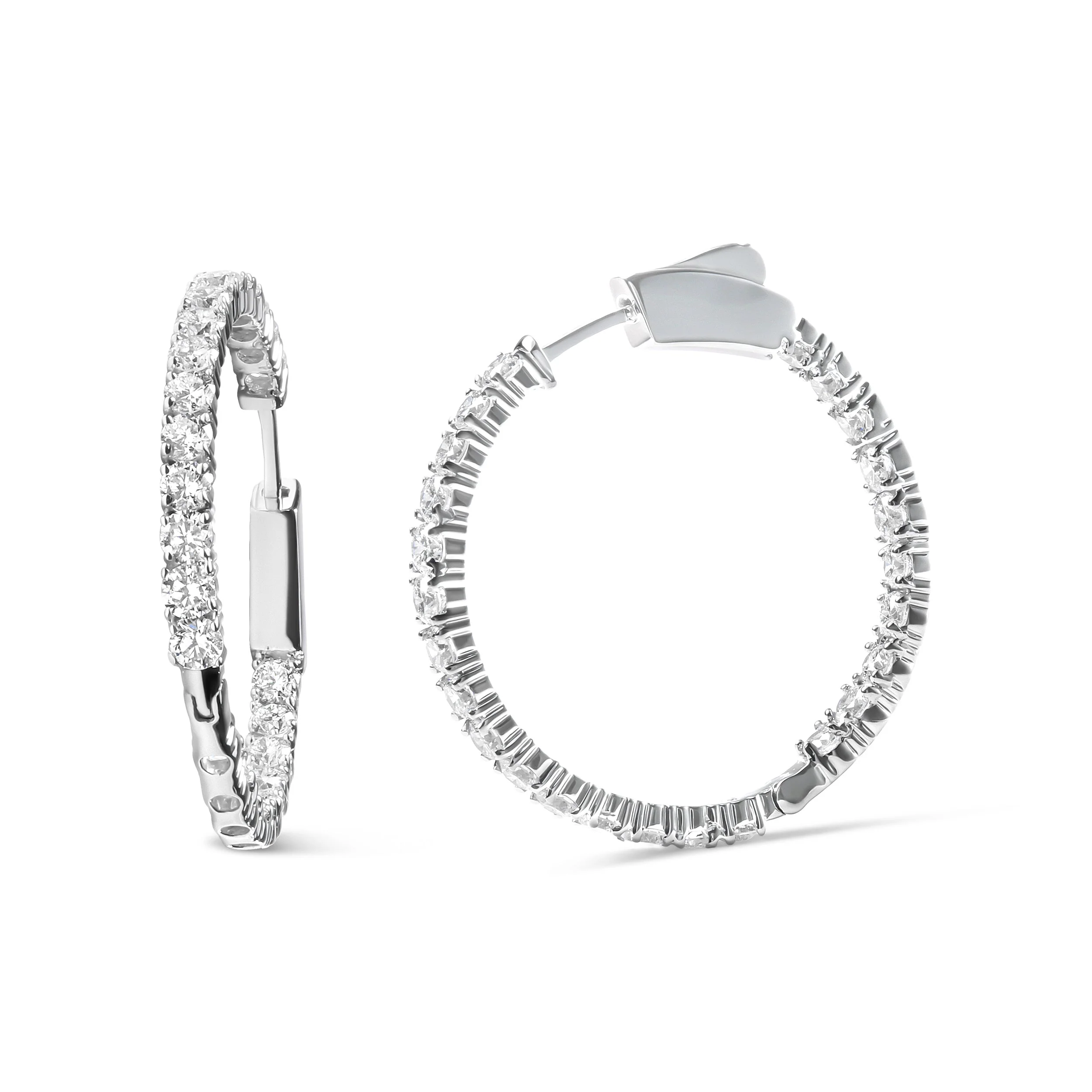 14K White Gold 3.00 Cttw Lab Grown Diamond Inside Out Hoop Earrings (F-G Color, VS1-VS2 Clarity) - Image 6