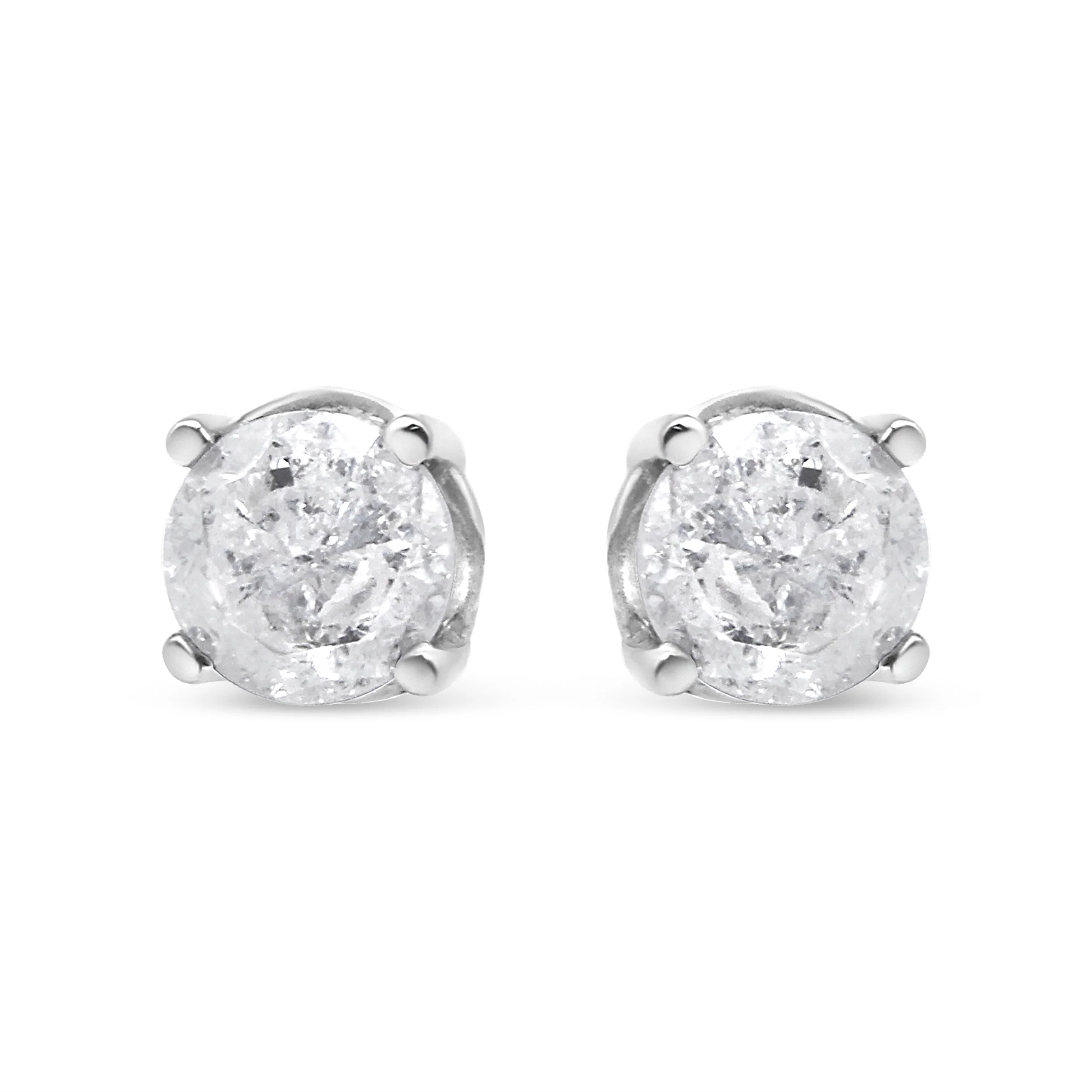 14K White Gold 3/4 Cttw Lab Grown Diamond 4-Prong Classic Stud Earrings (F-G Color, VS2-SI1 Clarity) - Image 2