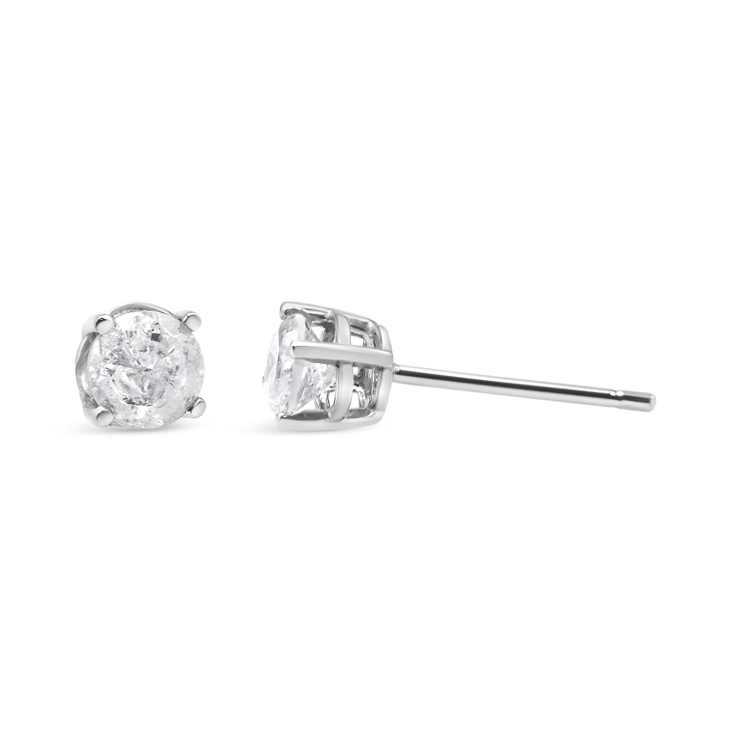 14K White Gold 3/4 Cttw Lab Grown Diamond 4-Prong Classic Stud Earrings (F-G Color, VS2-SI1 Clarity) - Image 3