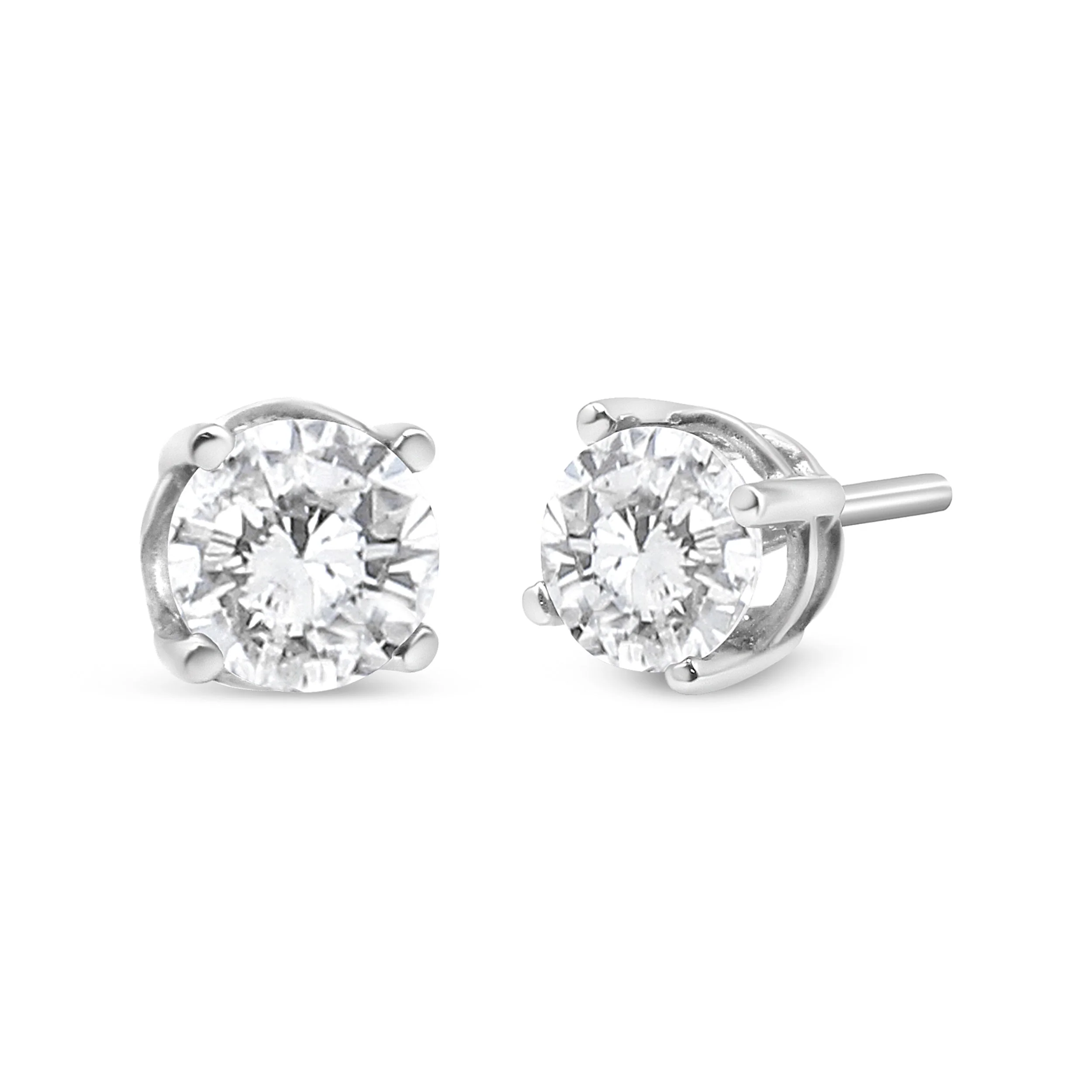 14K White Gold 3/4 Cttw Lab Grown Diamond 4-Prong Classic Stud Earrings (F-G Color, VS2-SI1 Clarity) - Image 4