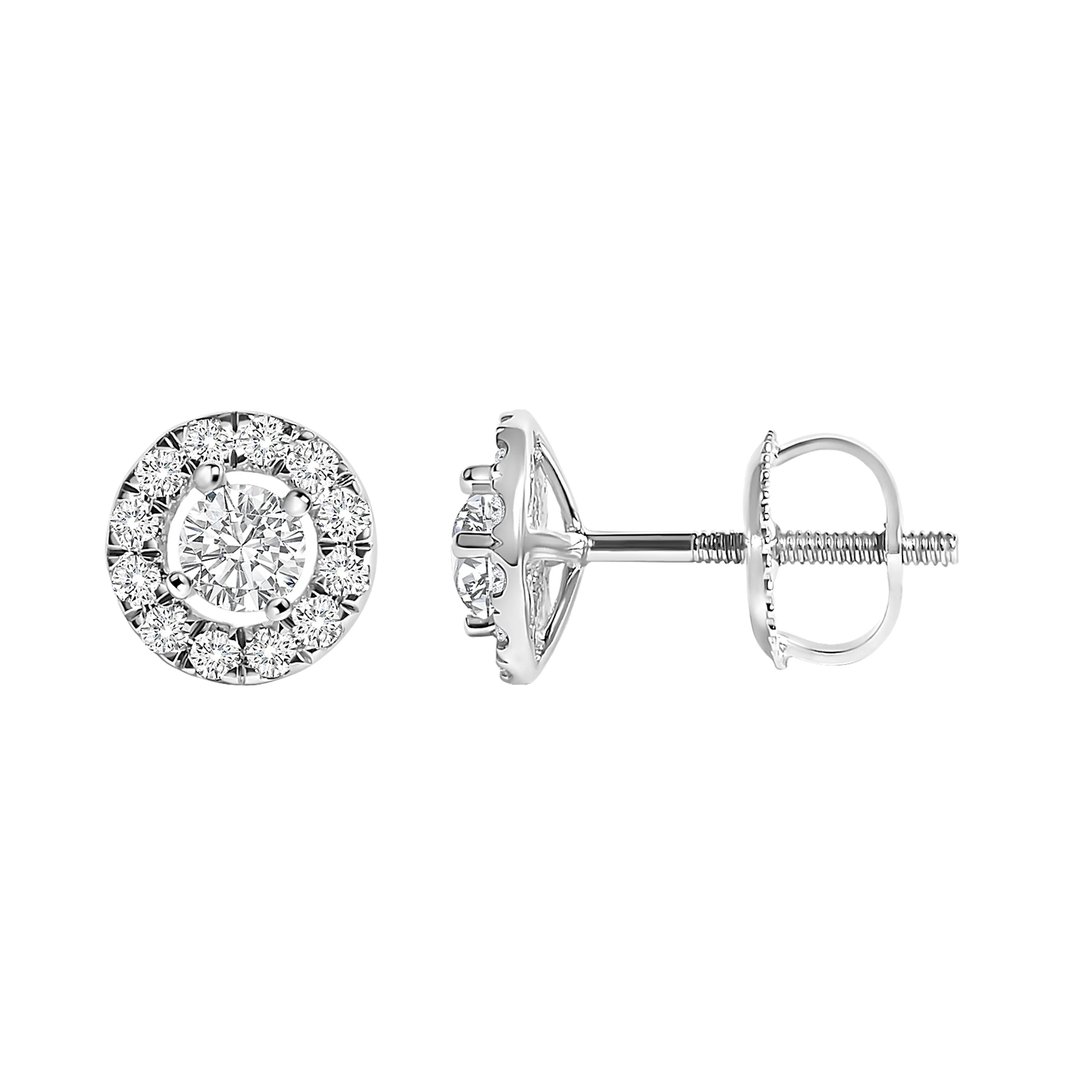14K White Gold 3/4 Cttw Lab-Grown Diamond Floating Halo Stud Earring (F-G Color, VS1-VS2 Clarity) - Image 6