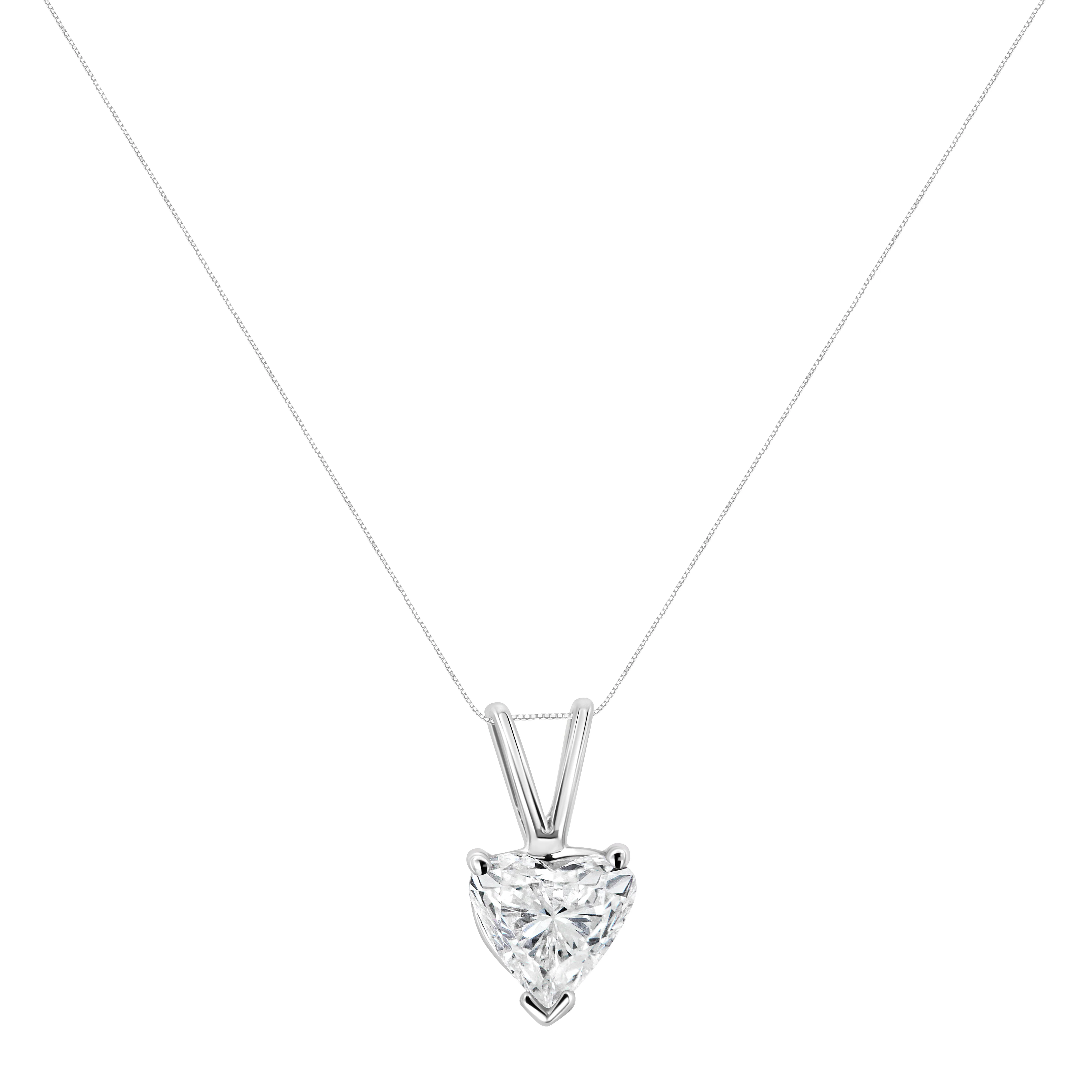 14K White Gold 3/8 Cttw Heart-Shaped Diamond Classic Solitaire 18" Pendant Necklace (H-I Color, VS2-SI1 Clarity) - Image 6