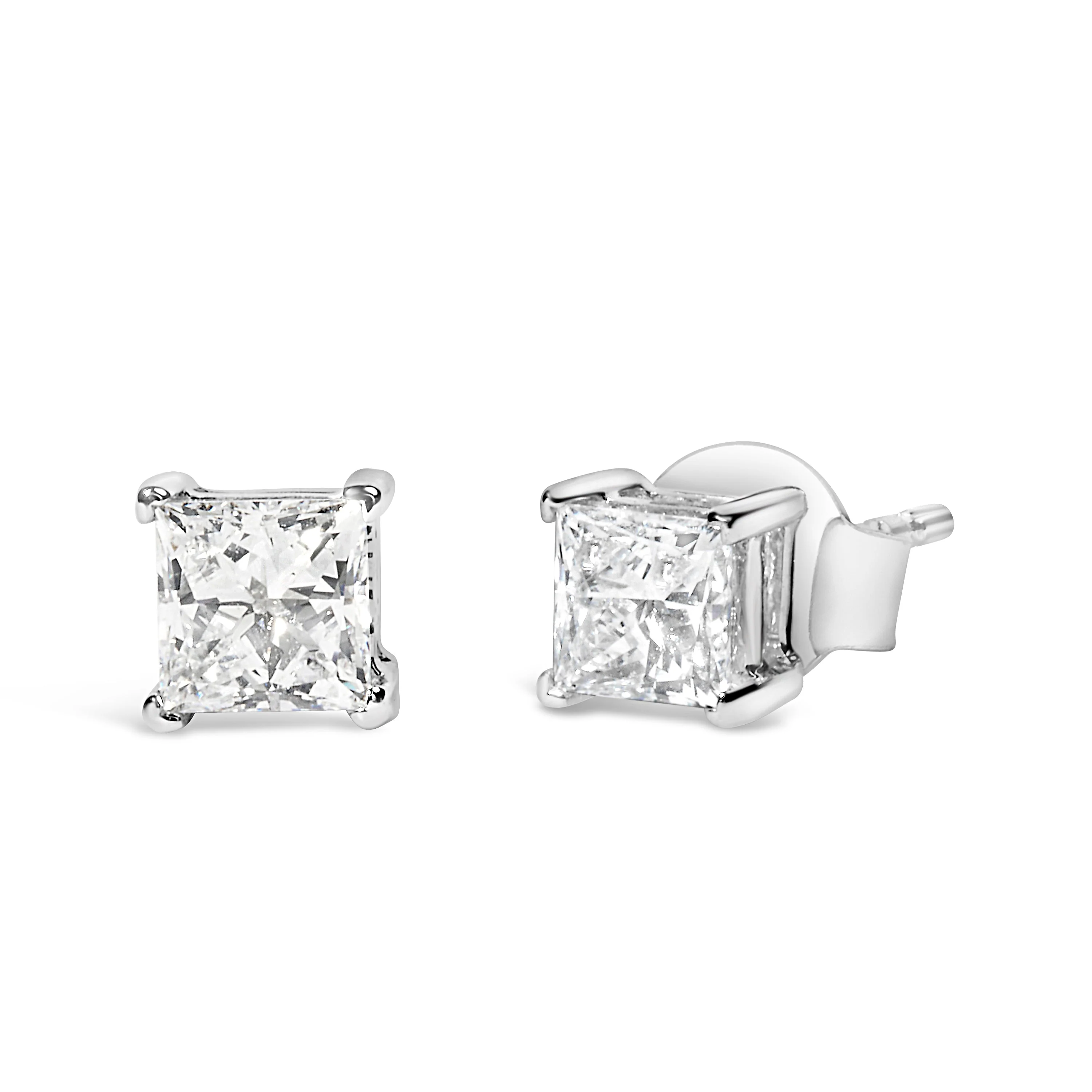 14K White Gold 3/8 Cttw Lab Grown Princess-Cut Diamond 4-Prong Solitaire Stud Earrings (VS1-VS2 Clarity, F-G Color) - Image 2