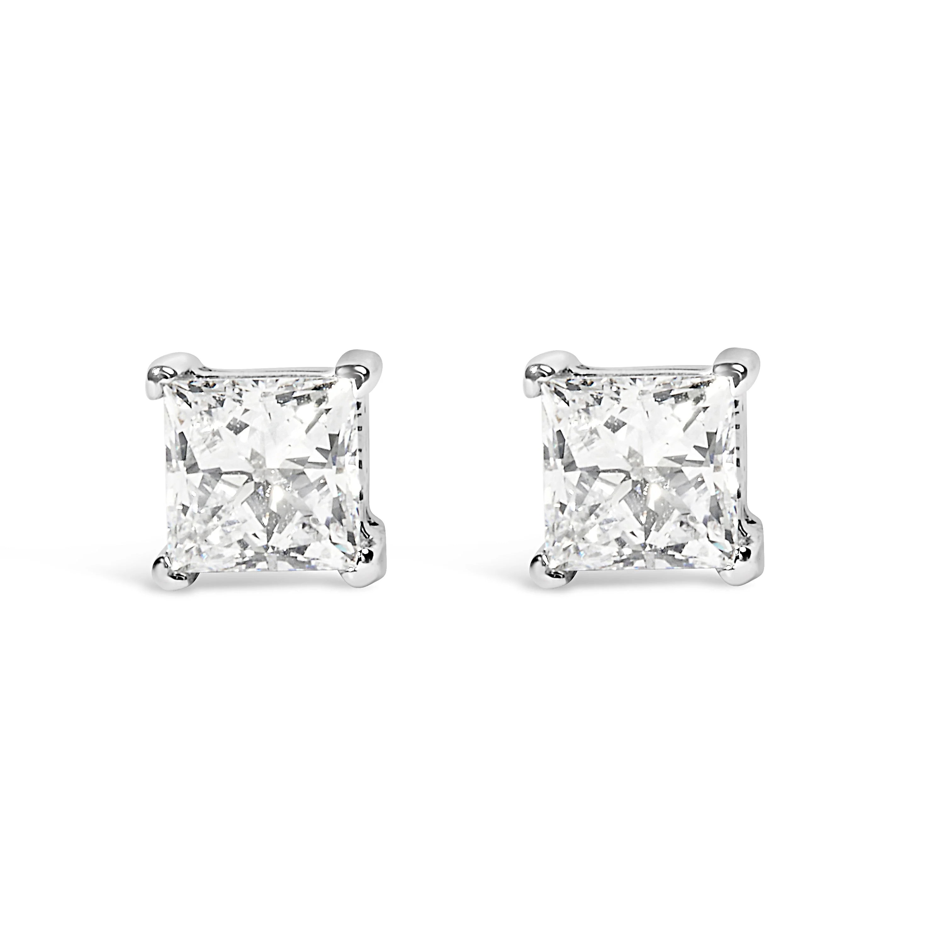 14K White Gold 3/8 Cttw Lab Grown Princess-Cut Diamond 4-Prong Solitaire Stud Earrings (VS1-VS2 Clarity, F-G Color) - Image 4