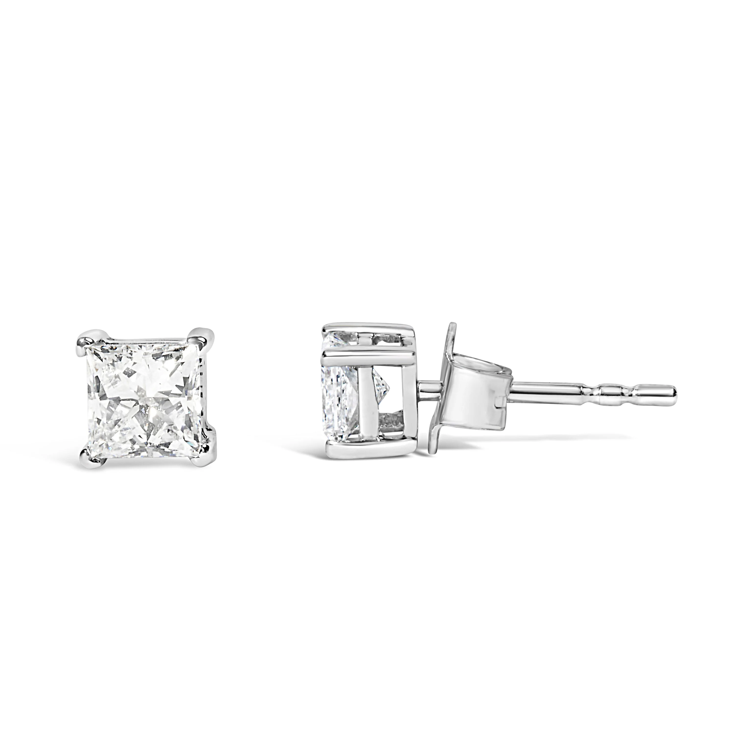 14K White Gold 3/8 Cttw Lab Grown Princess-Cut Diamond 4-Prong Solitaire Stud Earrings (VS1-VS2 Clarity, F-G Color) - Image 6