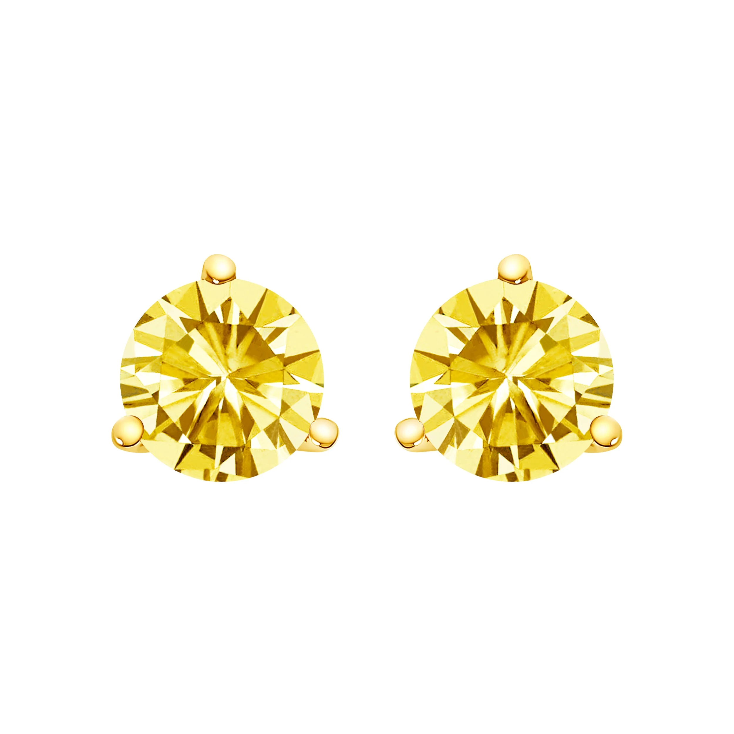 14K White Gold 3-Prong Martini Set 1.0 Cttw Yellow Lab Grown Diamond Solitaire Stud Earrings - Image 7