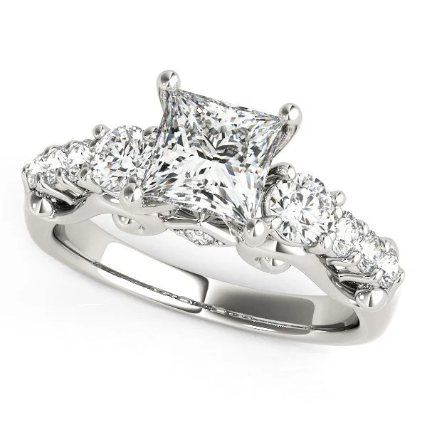 14k White Gold 3 Stone Antique Design Diamond Engagement Ring (1 3/4 cttw) - Image 3